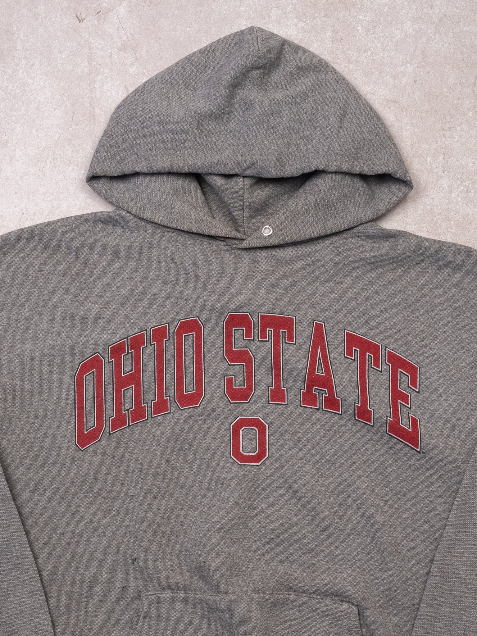 Vintage Rugged Grey + Red Ohio State 'O' Hoodie (L)