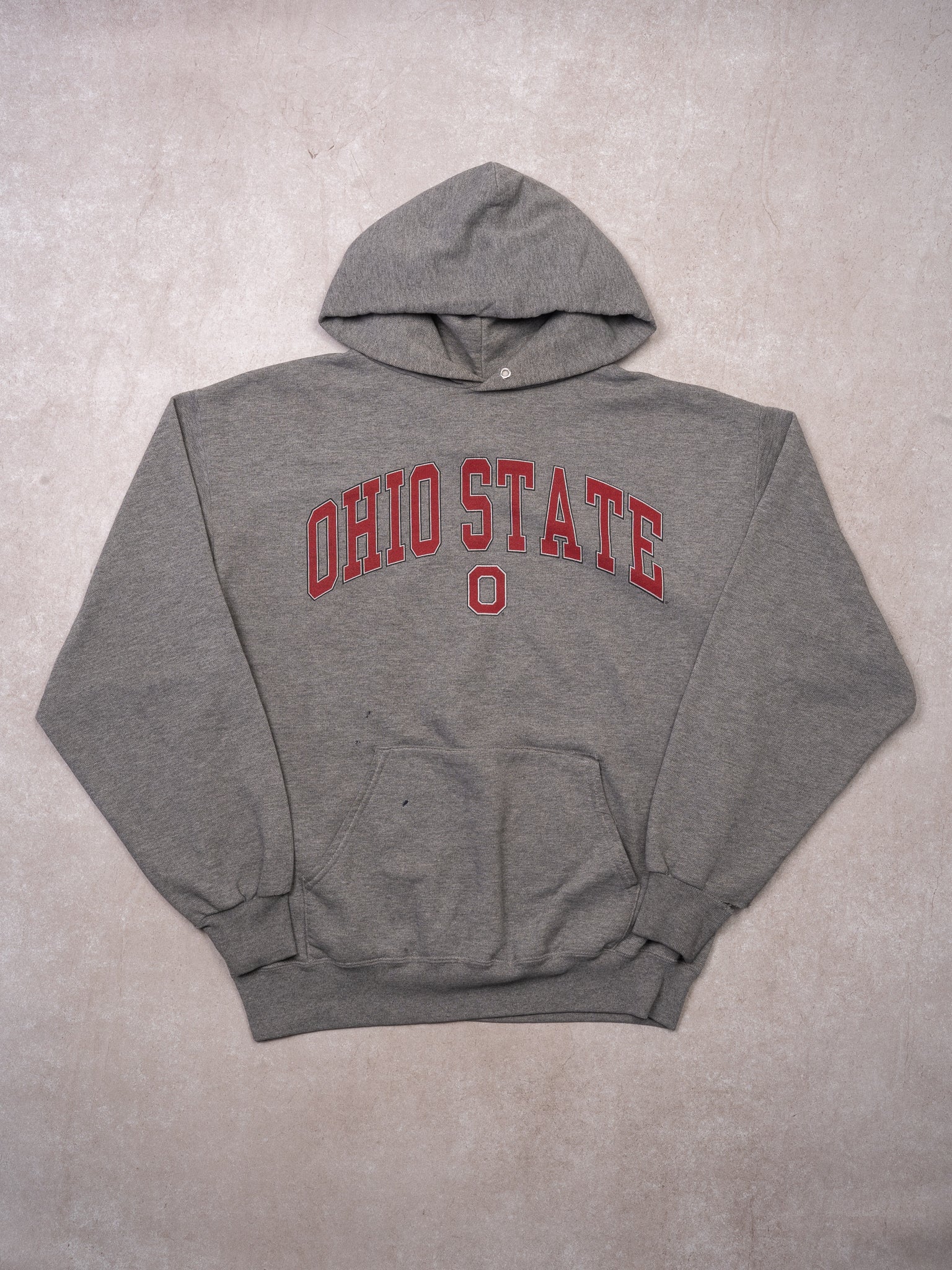 Vintage Rugged Grey + Red Ohio State 'O' Hoodie (L)