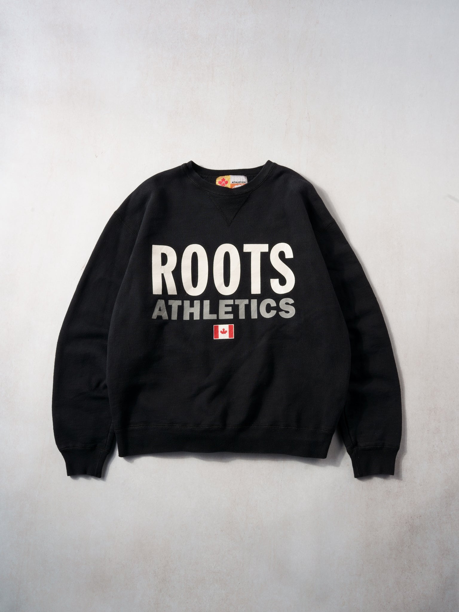 Vintage 90s Washed Black Roots Athletcis Canada Crewneck (L)