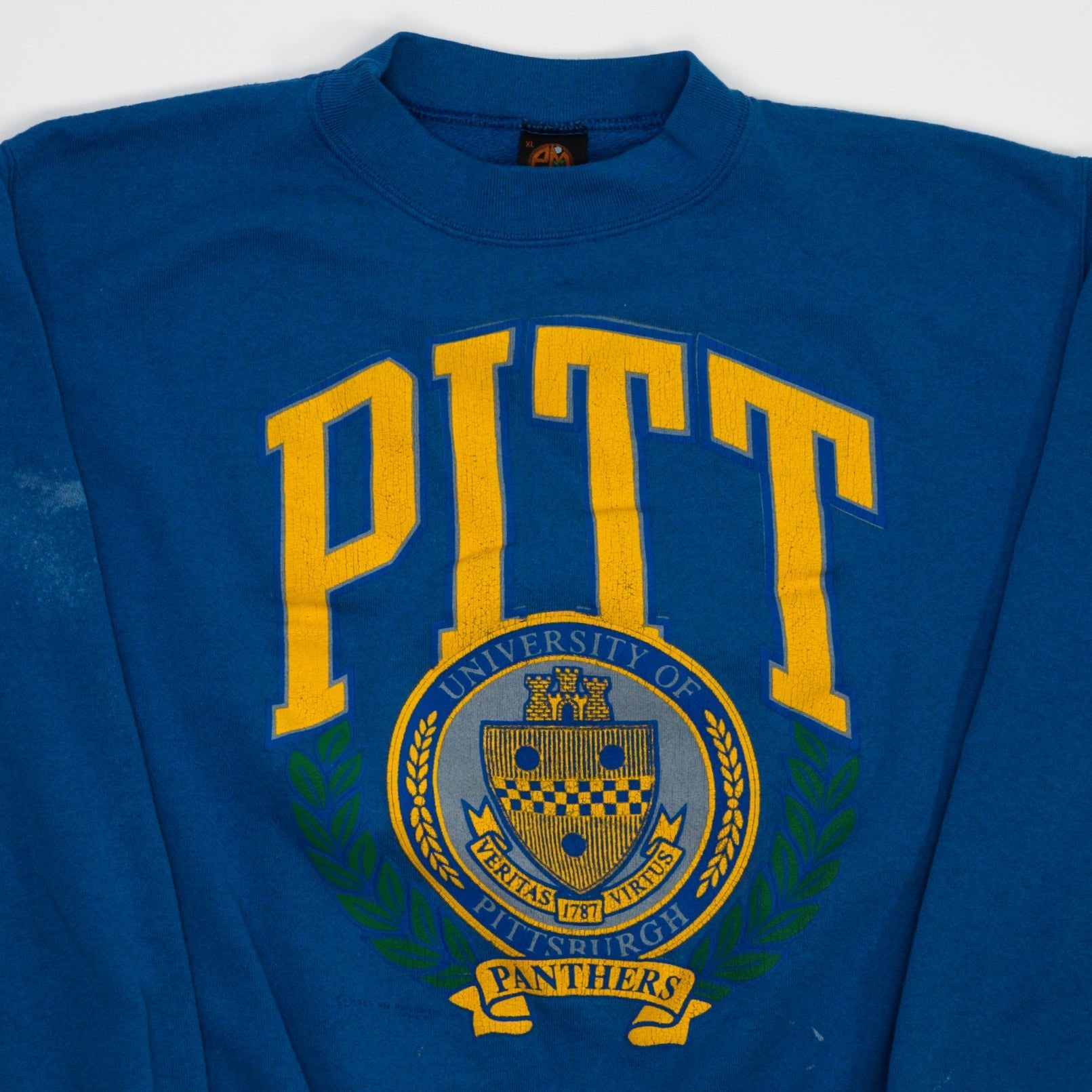Vintage '89 Blue Pitt Panthers Double Side Crewneck (L)