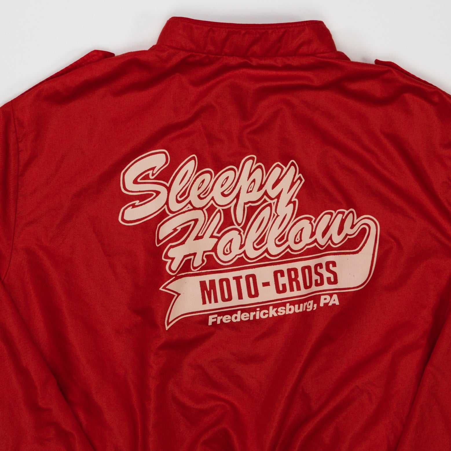 Vintage 80s Red Sleepy Hollow Moto-Cross Bomber Jacket (M/L)