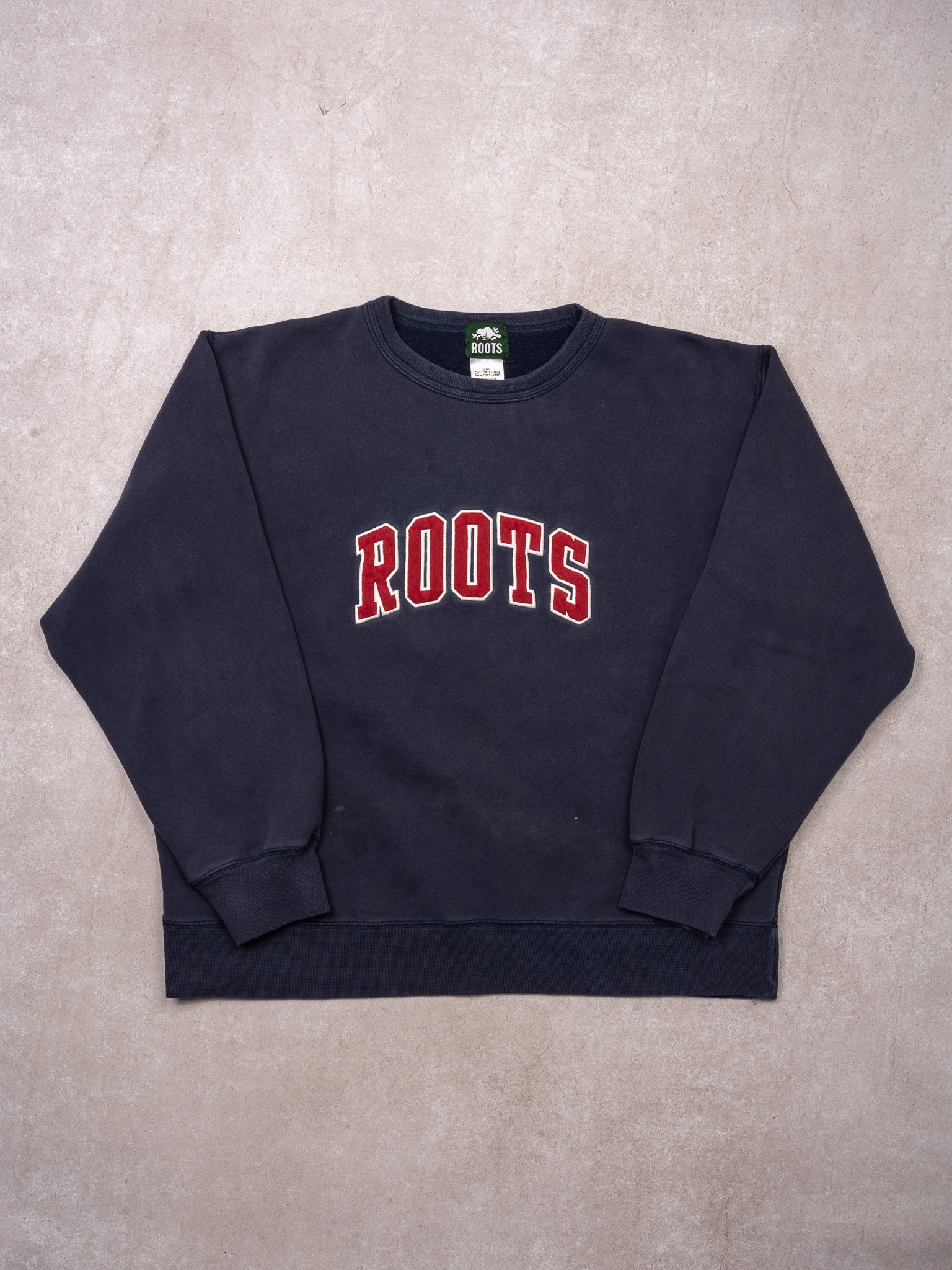 Vintaged Washed Blue + Red Roots Crewneck (XL)