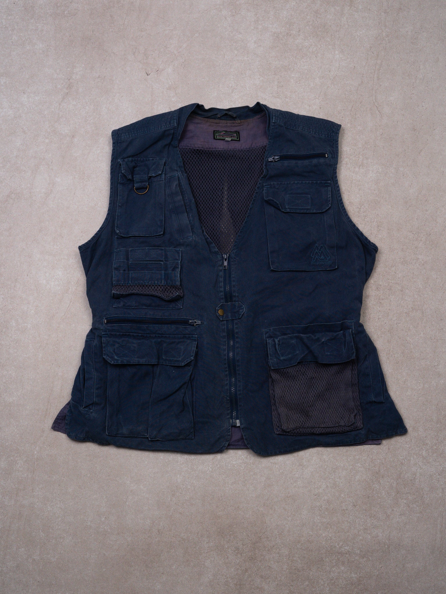 Vintage 90s Faded Blue + Purple Fishing Utility Vest (M)