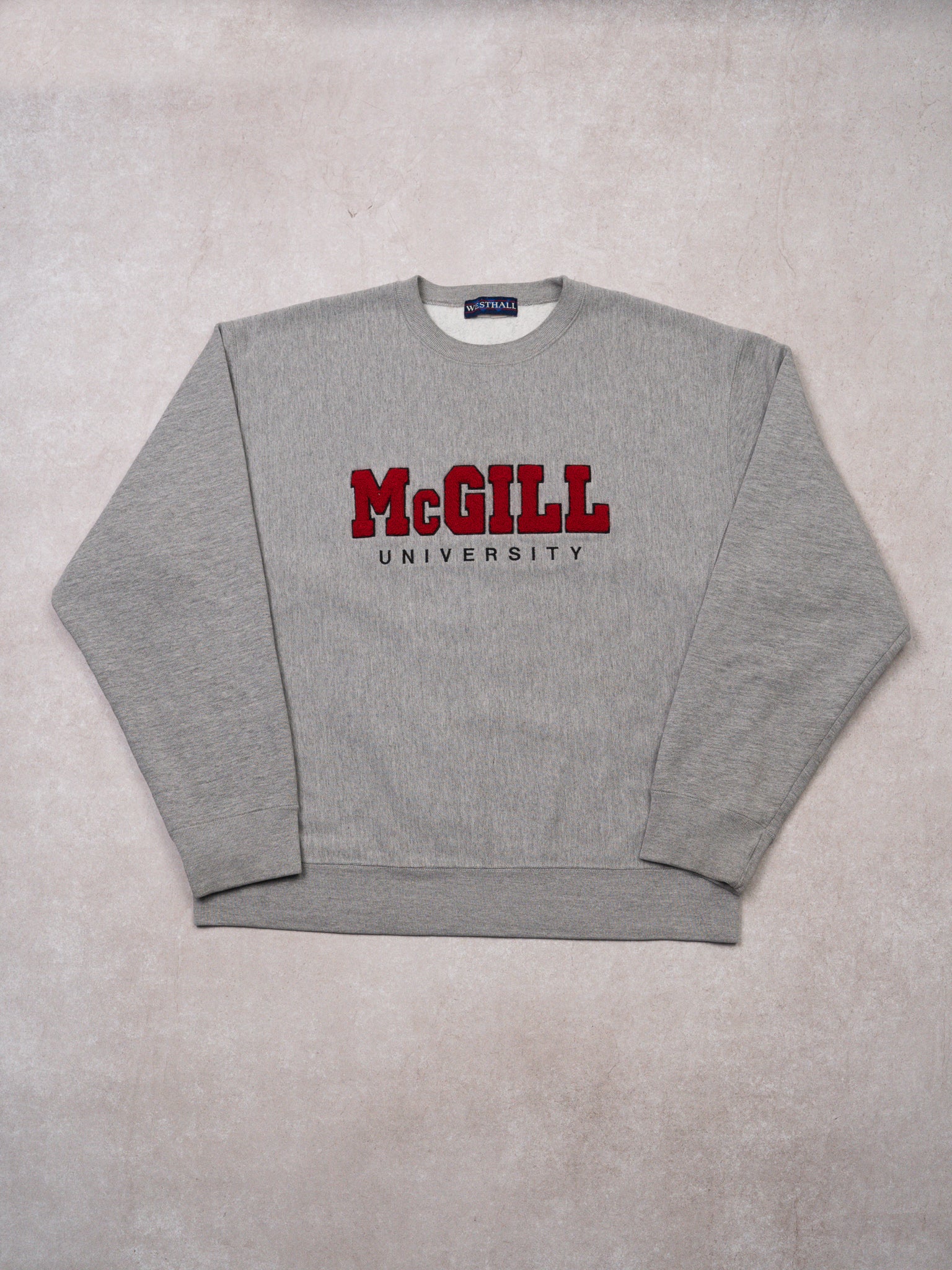 Vintage Grey McGill University Reverse Weave Crewneck (L)