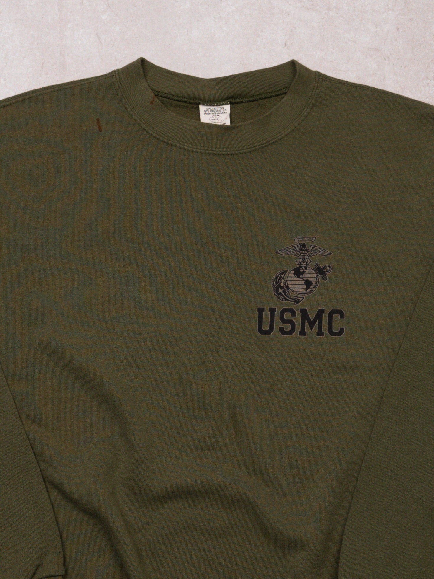Vintage 90s Army Green USMC Crewneck (L)