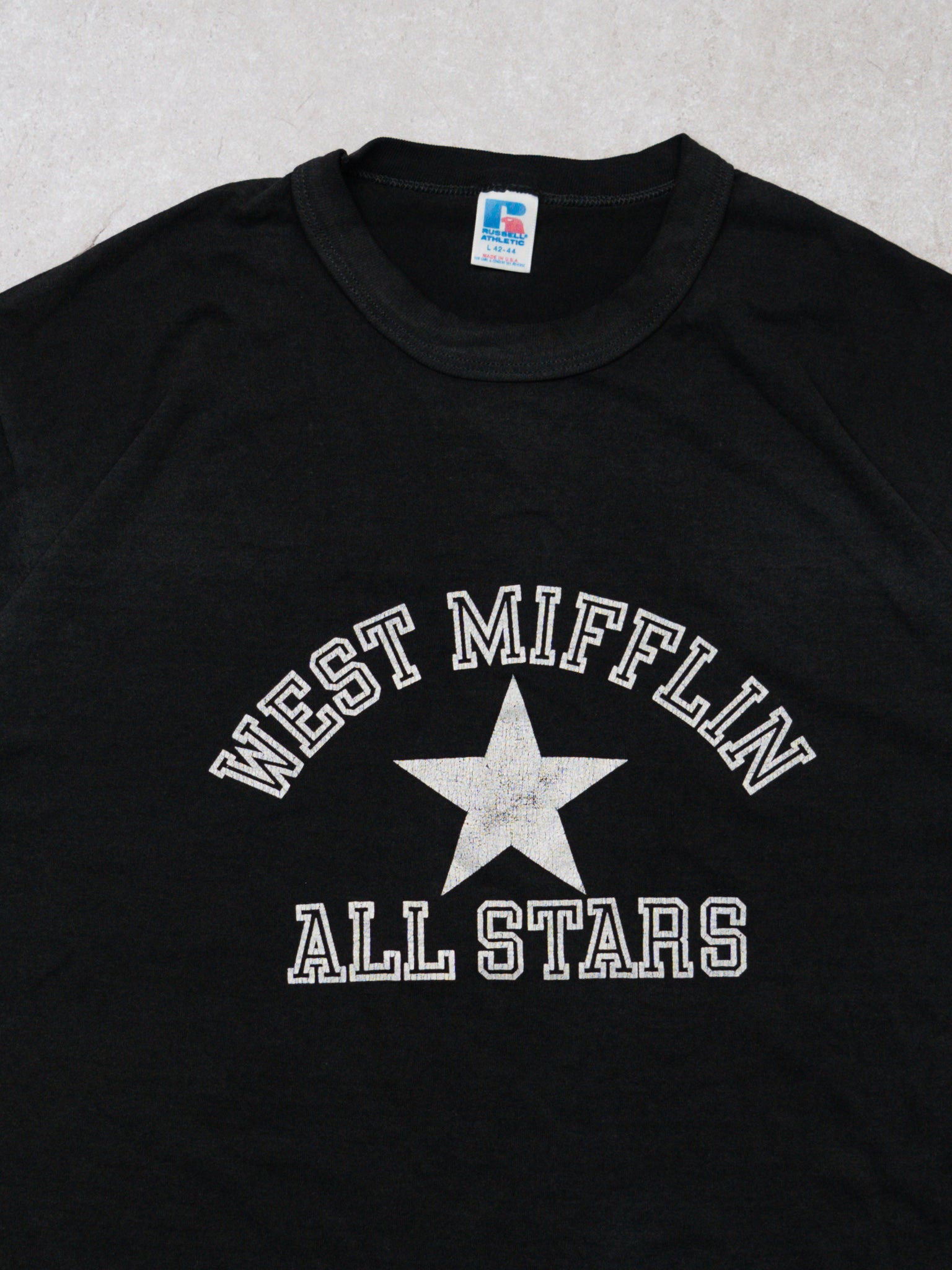 Vintage 80s Black Single Stitch West Mifflin x Russell Tee (M)