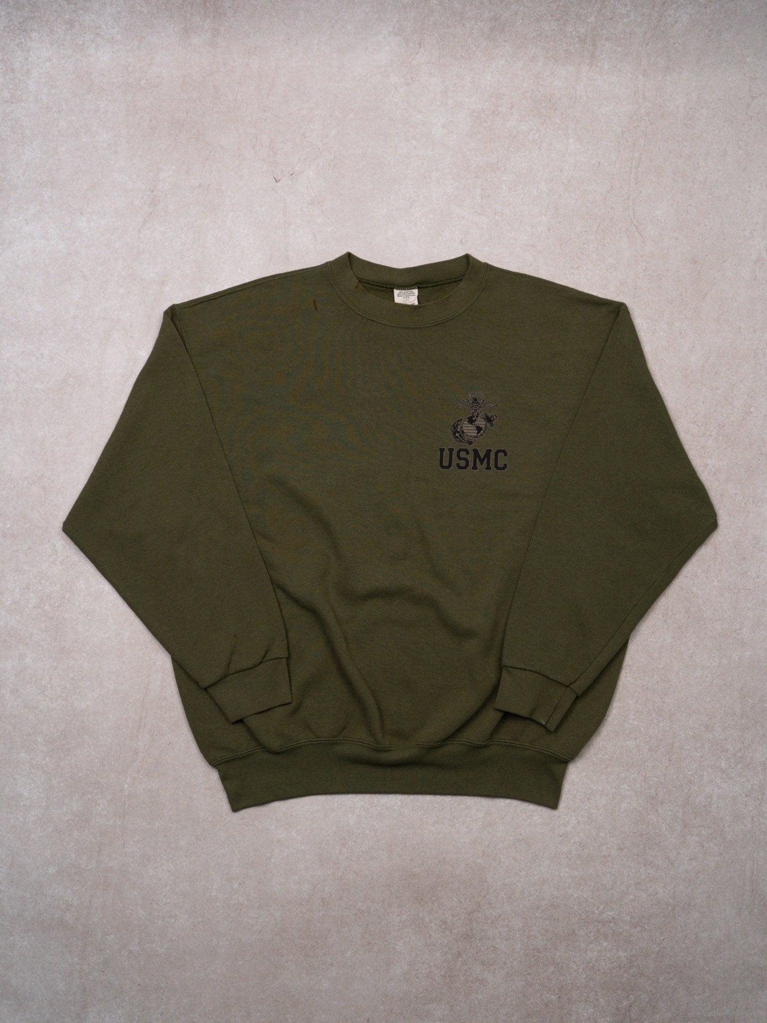 Vintage 90s Army Green USMC Crewneck (L)