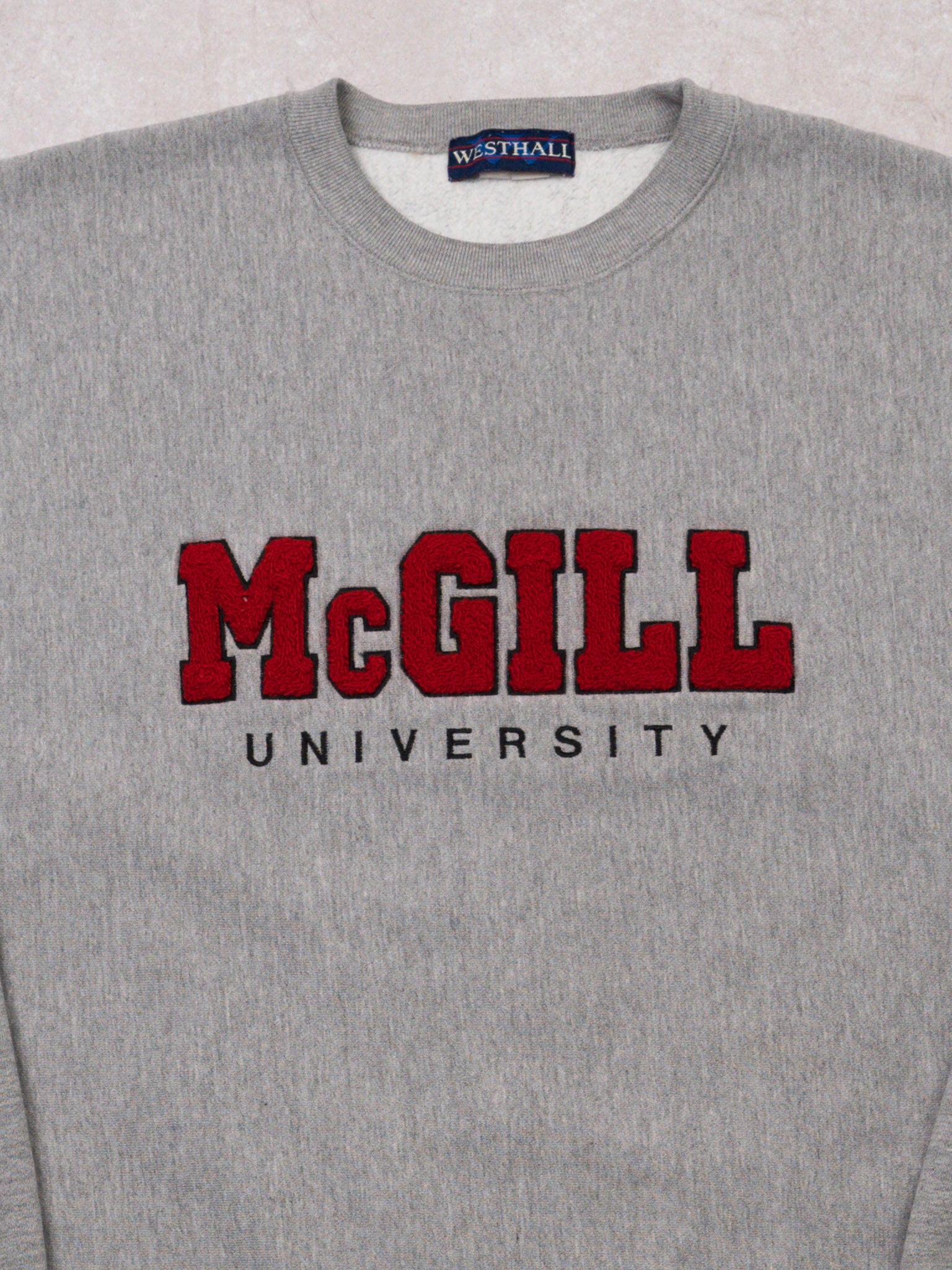 Vintage Grey McGill University Reverse Weave Crewneck (L)