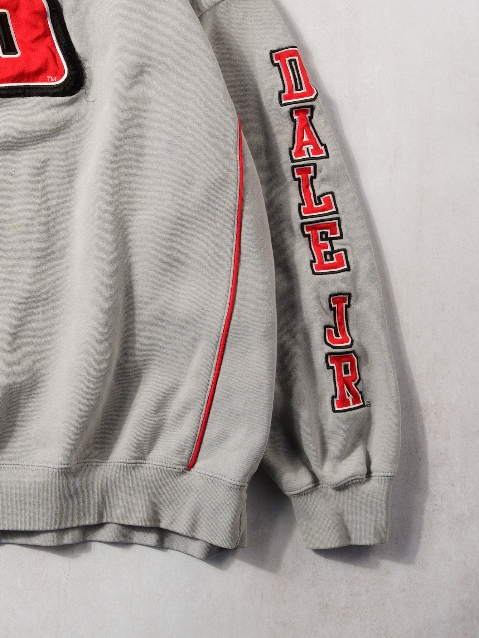 Vintage 90s Grey and Red Stripe #88 Dale Jr Nascar Hase Authentics Crewneck (XXL)