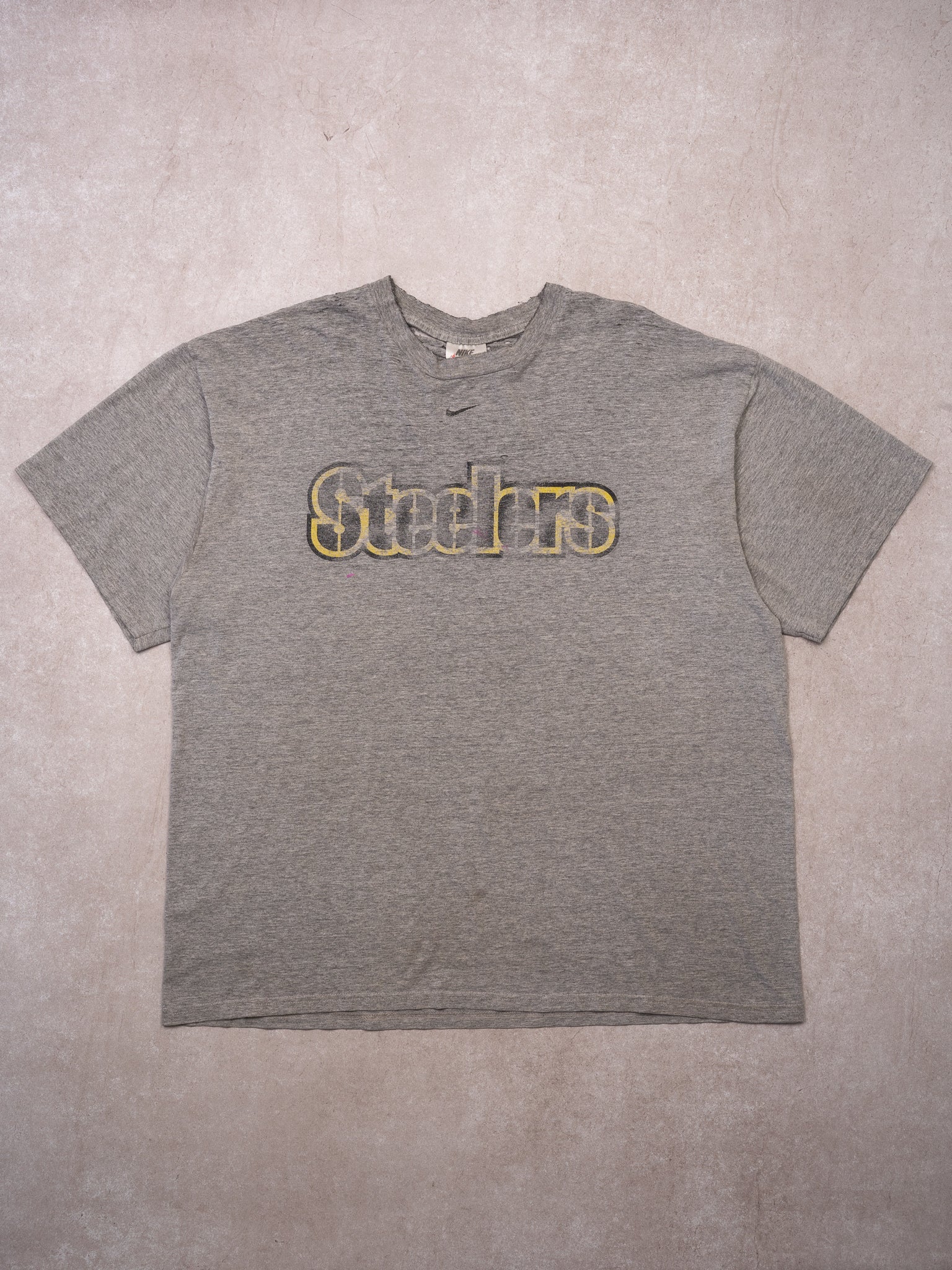 Vintage 90s Rugged Grey Steelers x Nike Center Check Tee (L/XL)