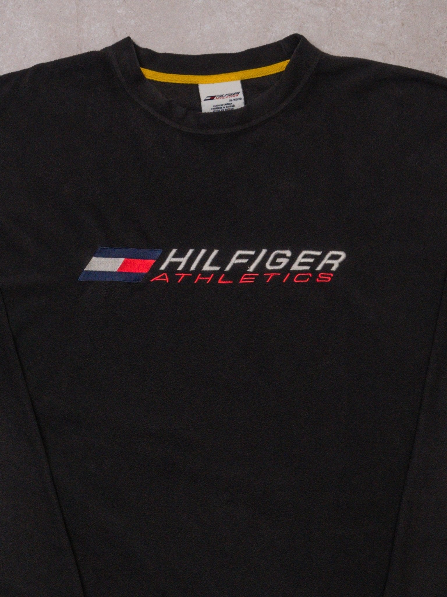 Vintage Y2K Black Hilfiger Athletics Fleece Sweater (XL)