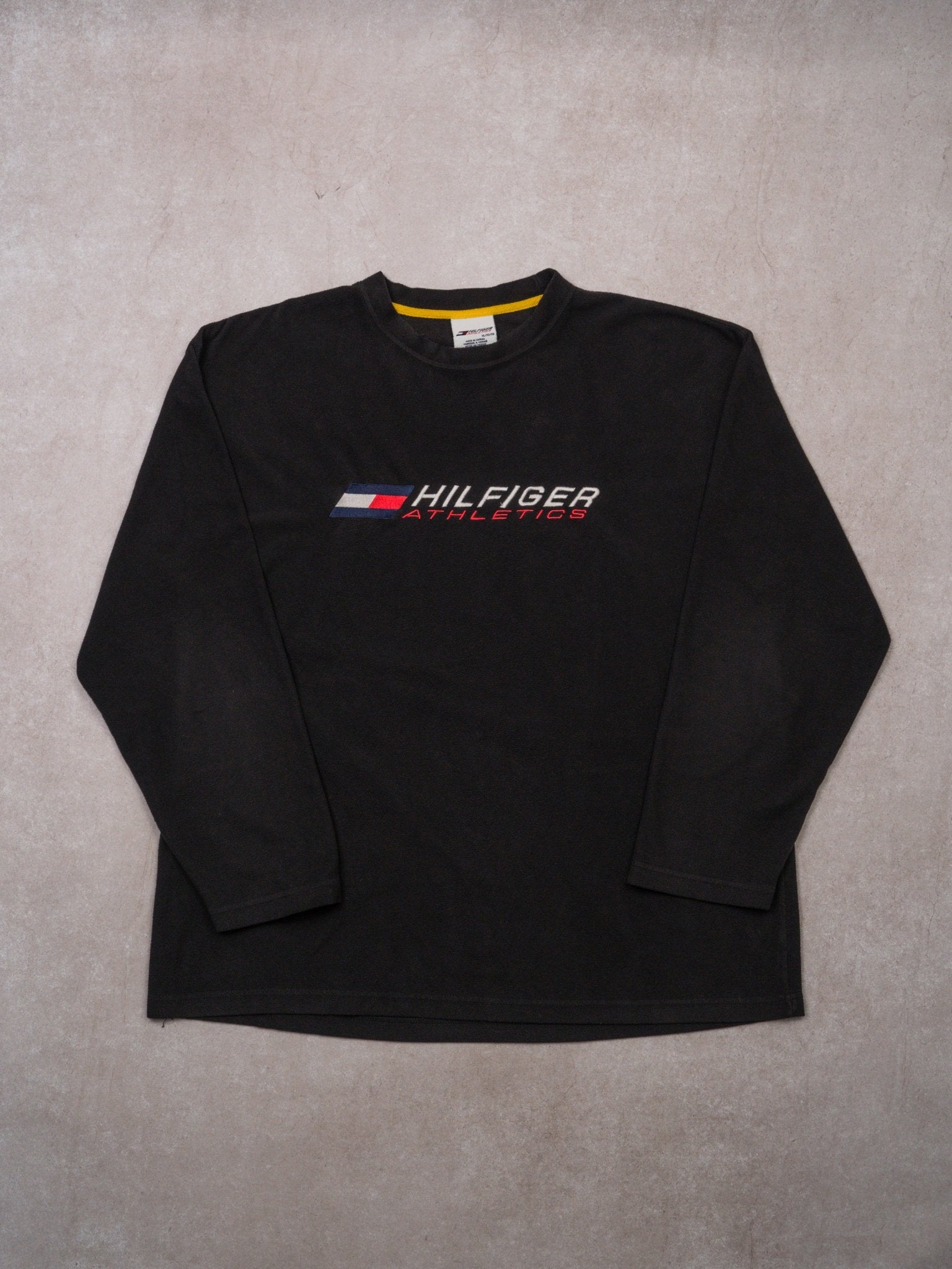 Vintage Y2K Black Hilfiger Athletics Fleece Sweater (XL)