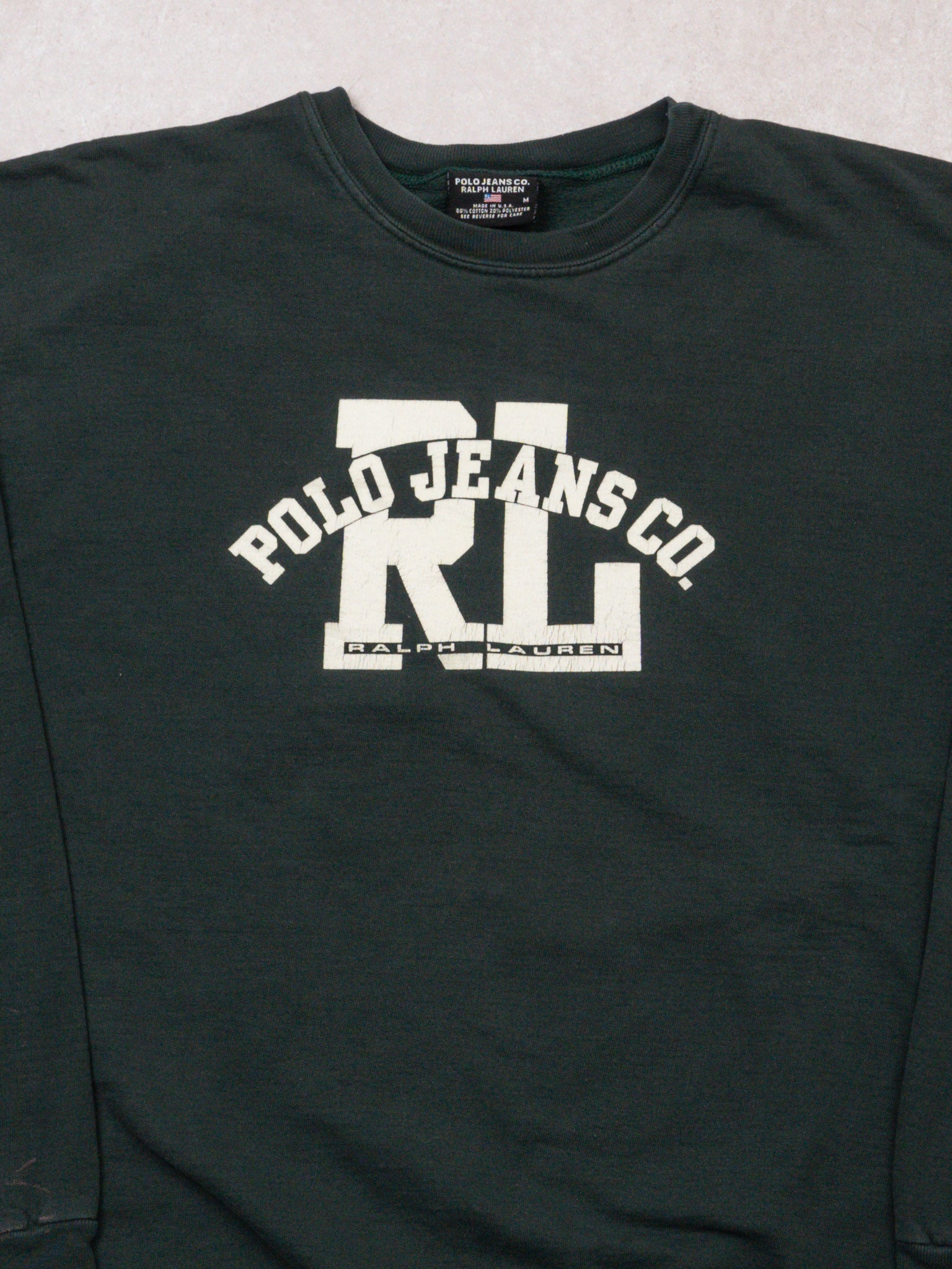 Vintage 90s Green Polo RL Jeans Crewneck (L)