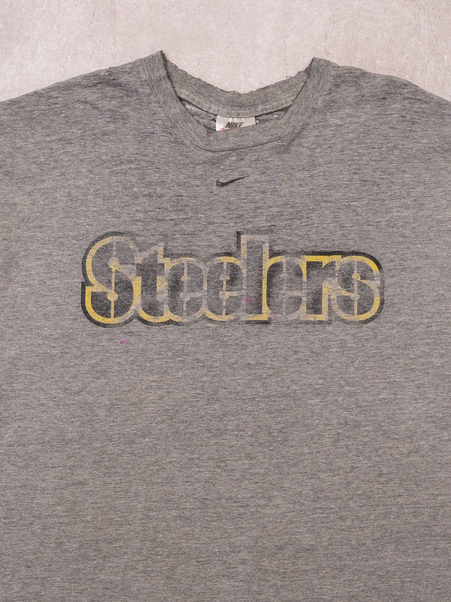 Vintage 90s Rugged Grey Steelers x Nike Center Check Tee (L/XL)