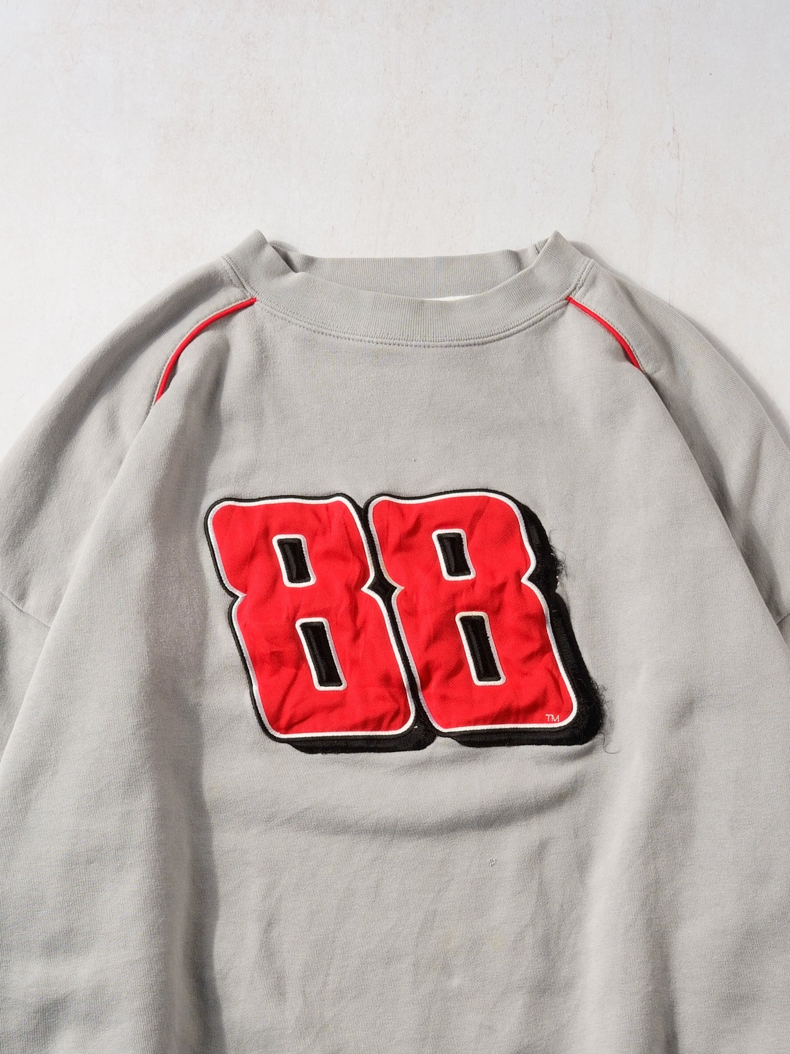 Vintage 90s Grey and Red Stripe #88 Dale Jr Nascar Hase Authentics Crewneck (XXL)