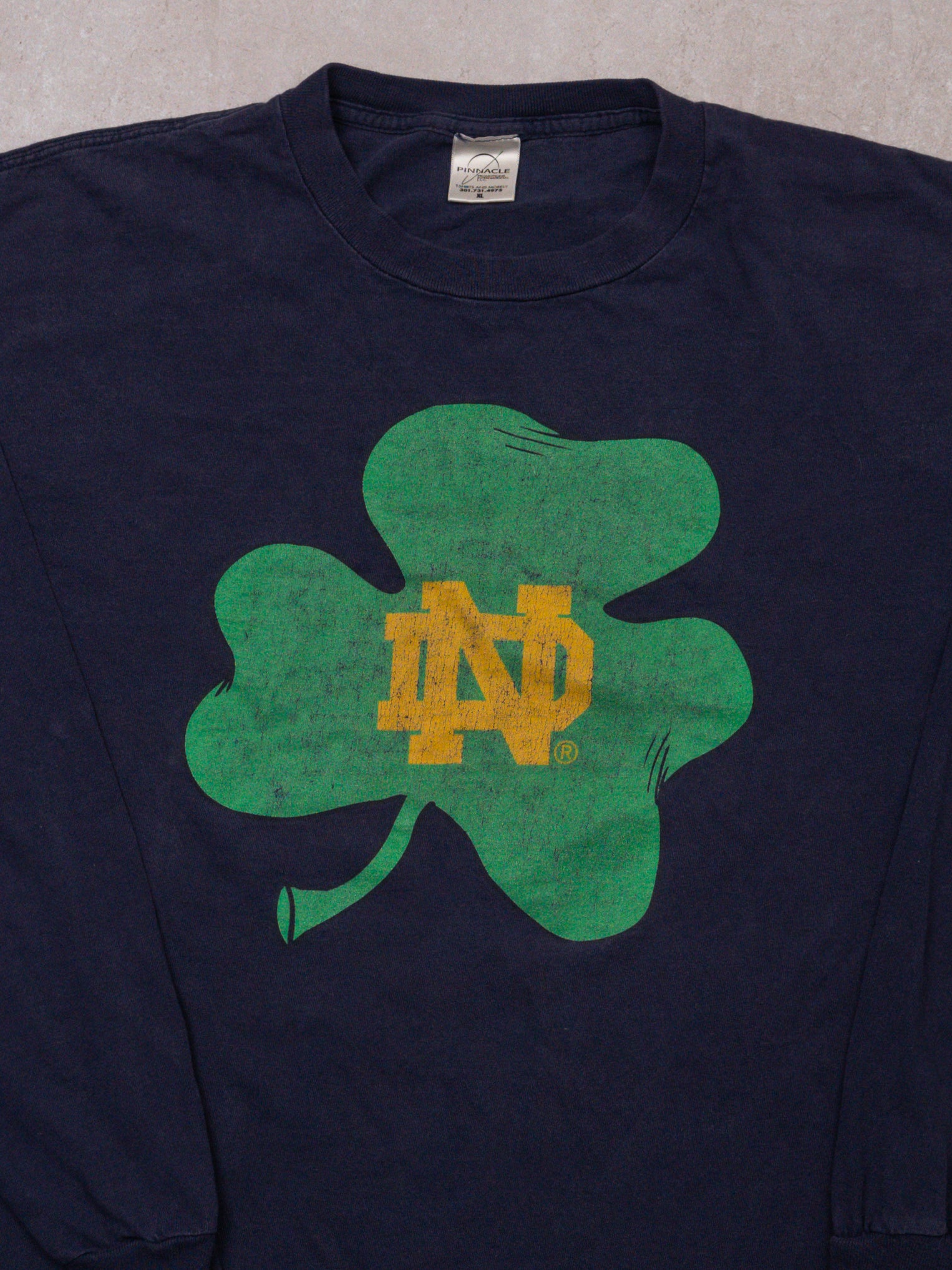 Vintage 90s Blue Notre Dame Clover Long Sleeve (L)