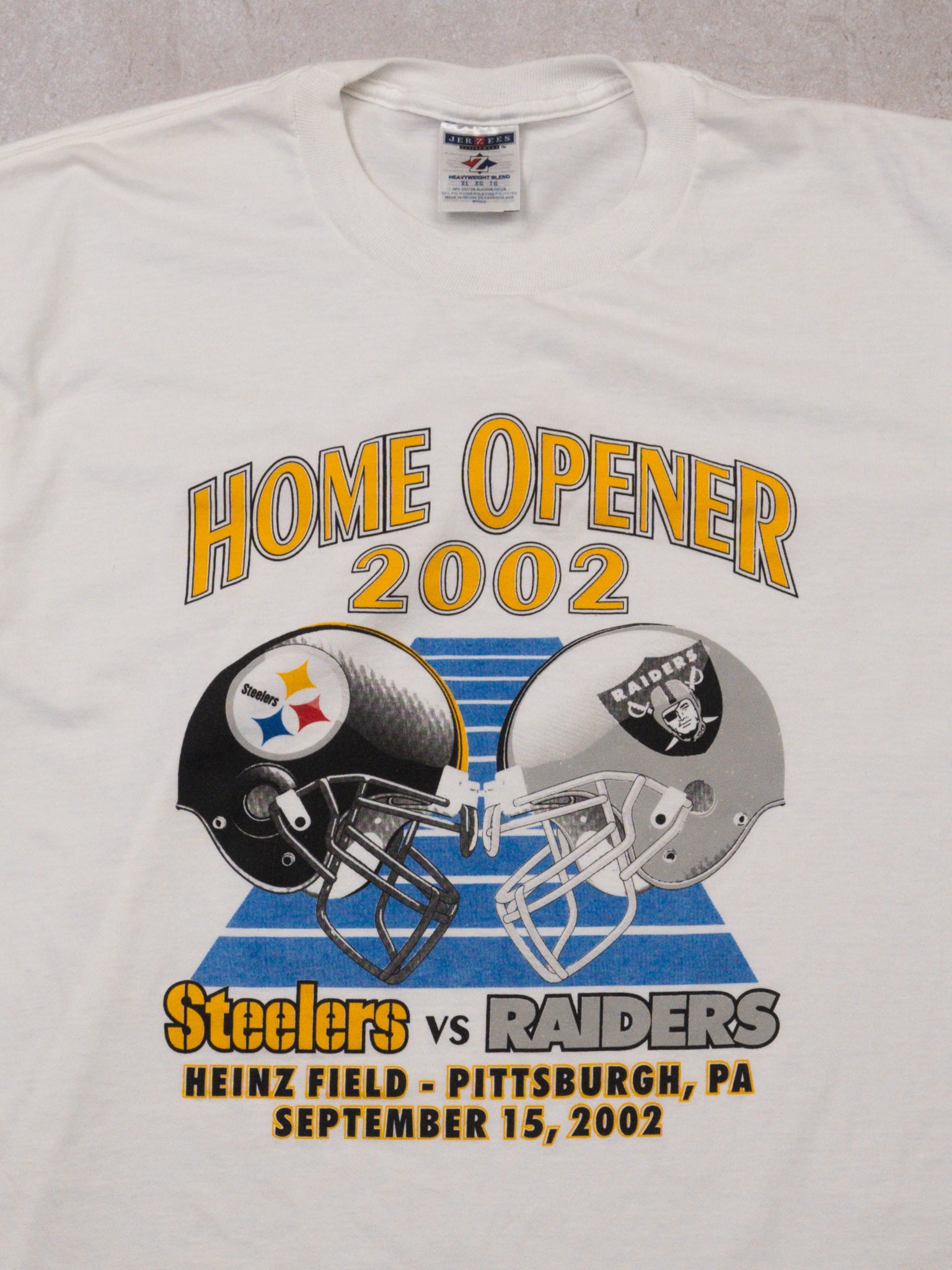 Vintage '02 Home Opener Steelers v Raiders Tee (L)