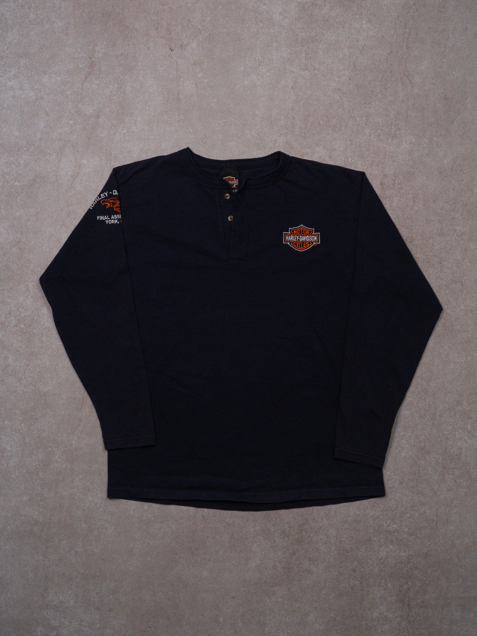 Vintage Navy Harley Davidson Final Assembly, PA Long Sleeve (S/M)