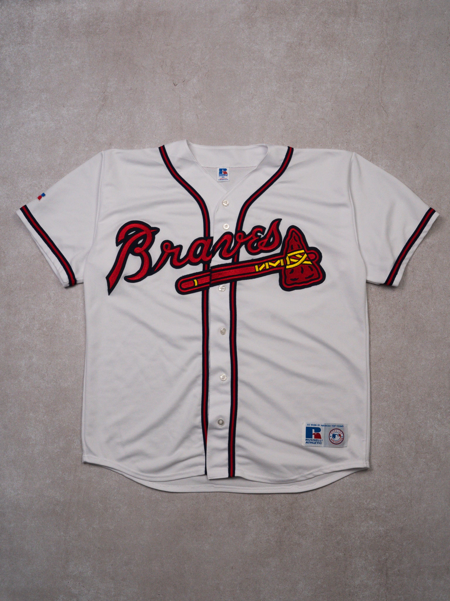 Vintage 90s White Braves x Russell Athletics Jersey (XL)