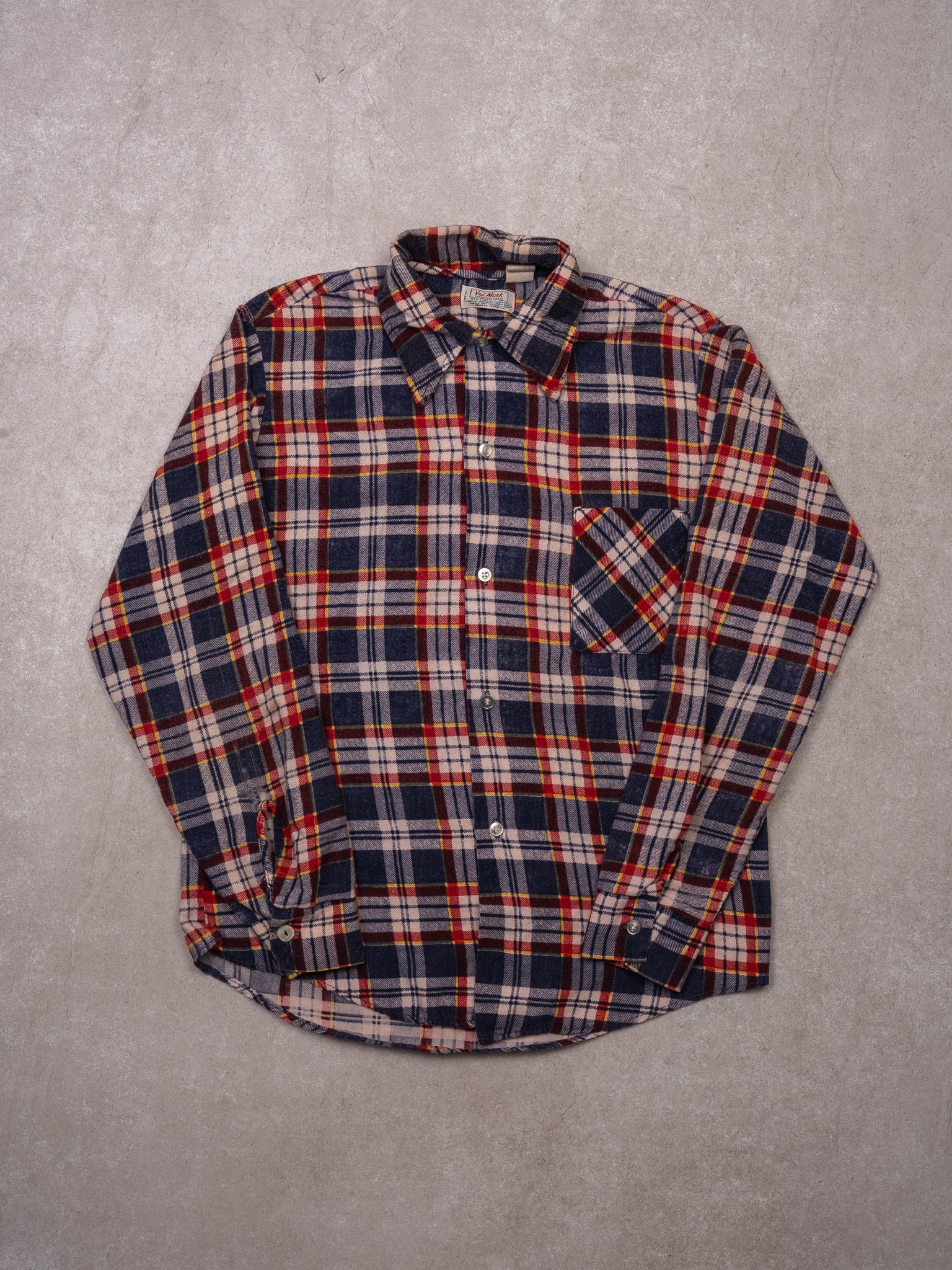 Vintage 70s Val Mark Plaid Flannel Shirt (S/M)