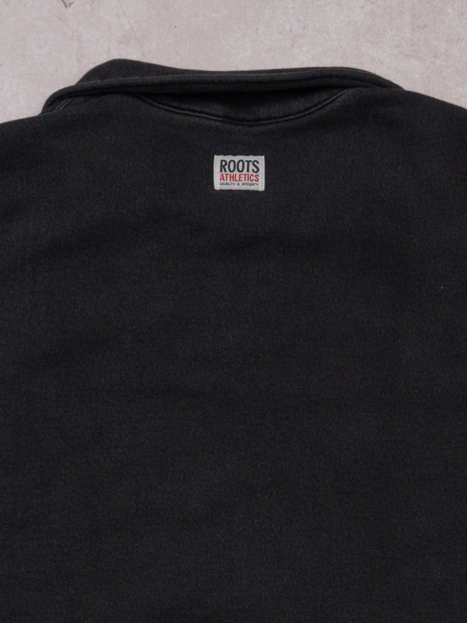 Vintage Washed Black Roots Canada 1/4 Zip Sweater (XL)