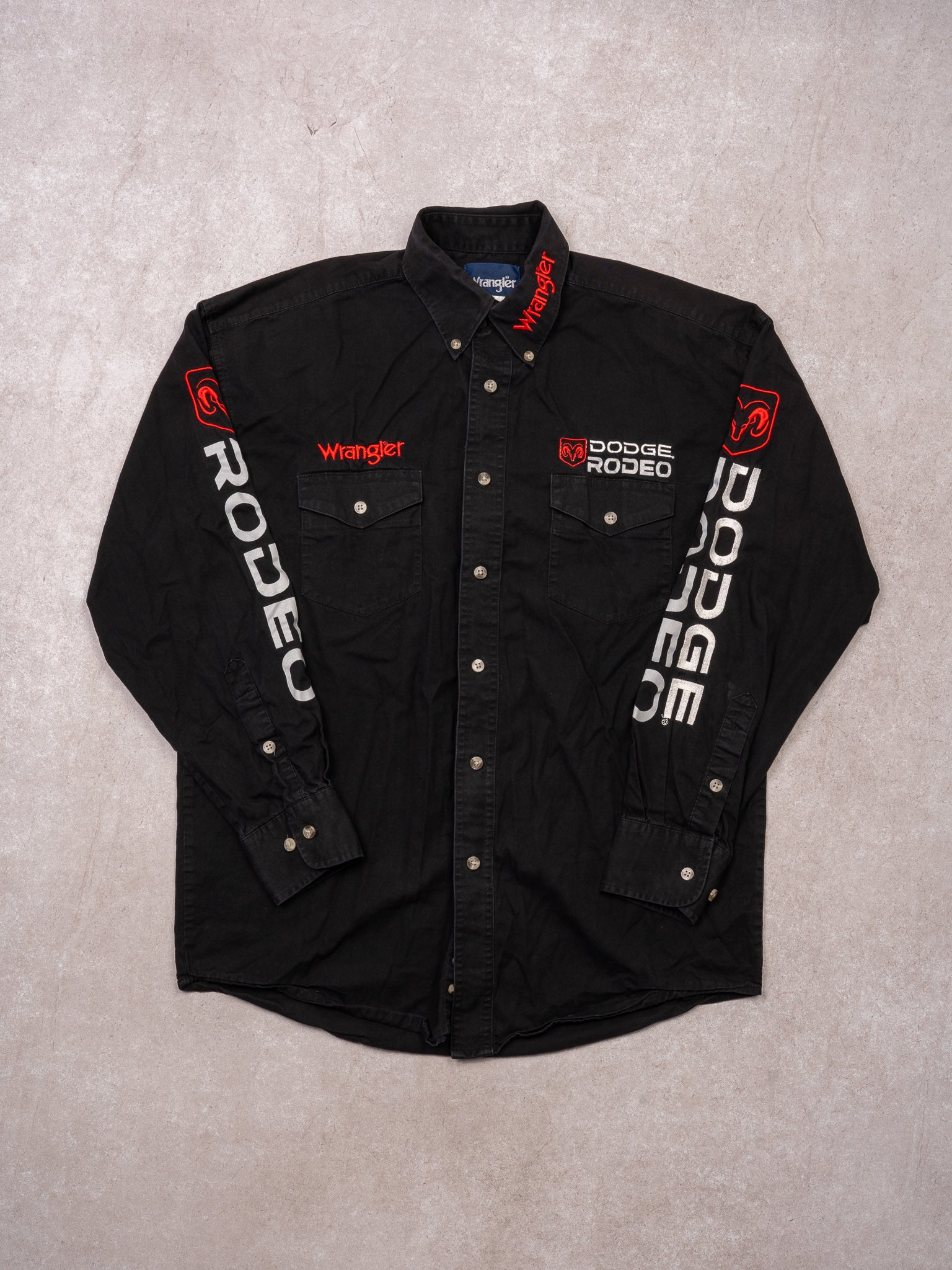 Vintage Black Dodge Rodeo x Wrangler Button Up (M)