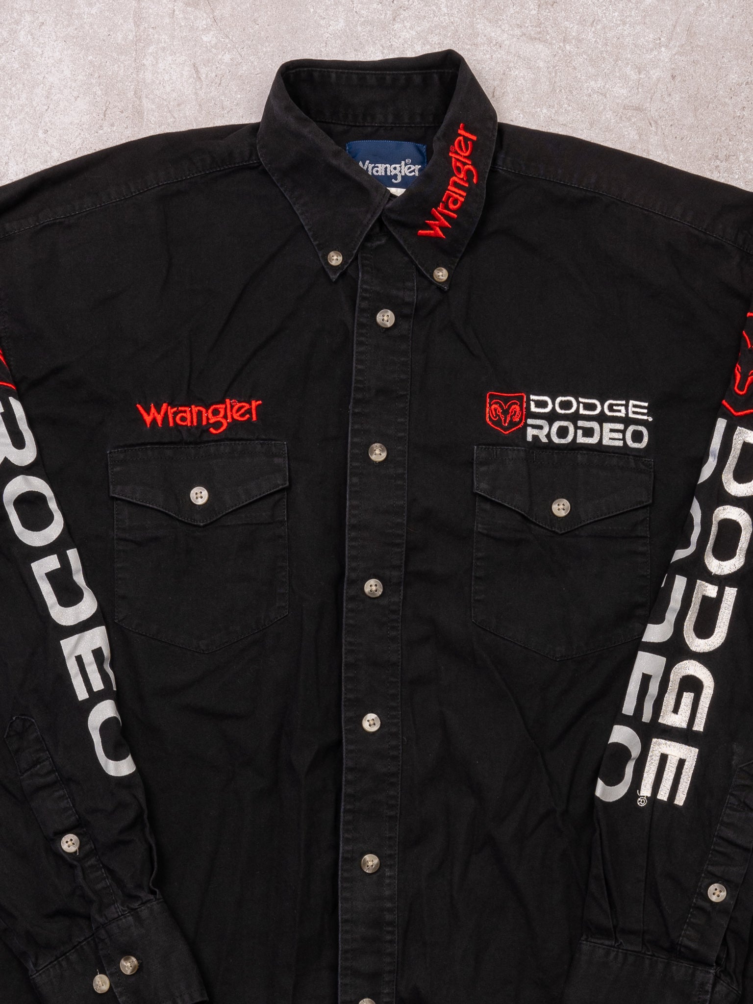 Vintage Black Dodge Rodeo x Wrangler Button Up (M)