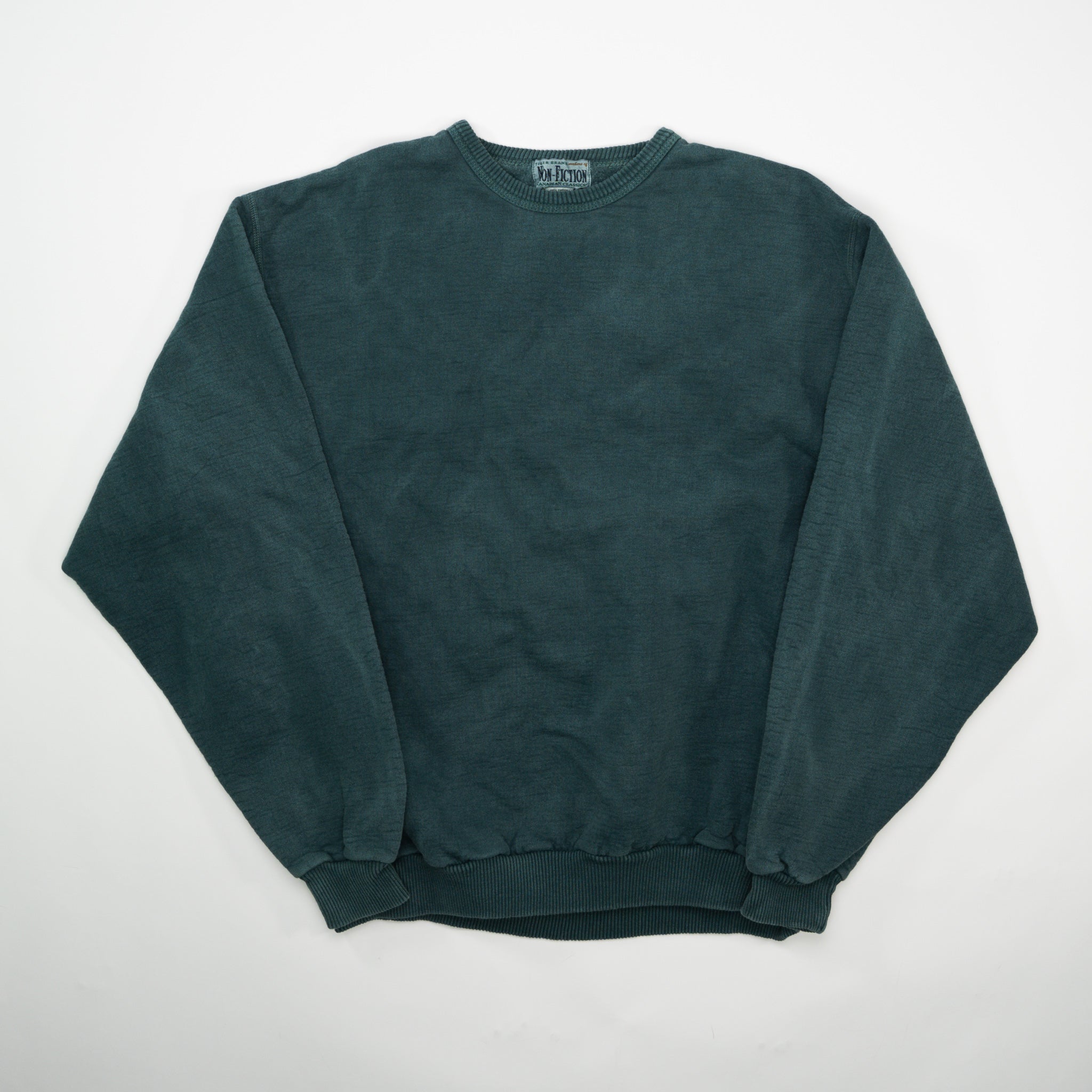 Vintage 90s Washed Green Non Fiction Crewneck (XL)