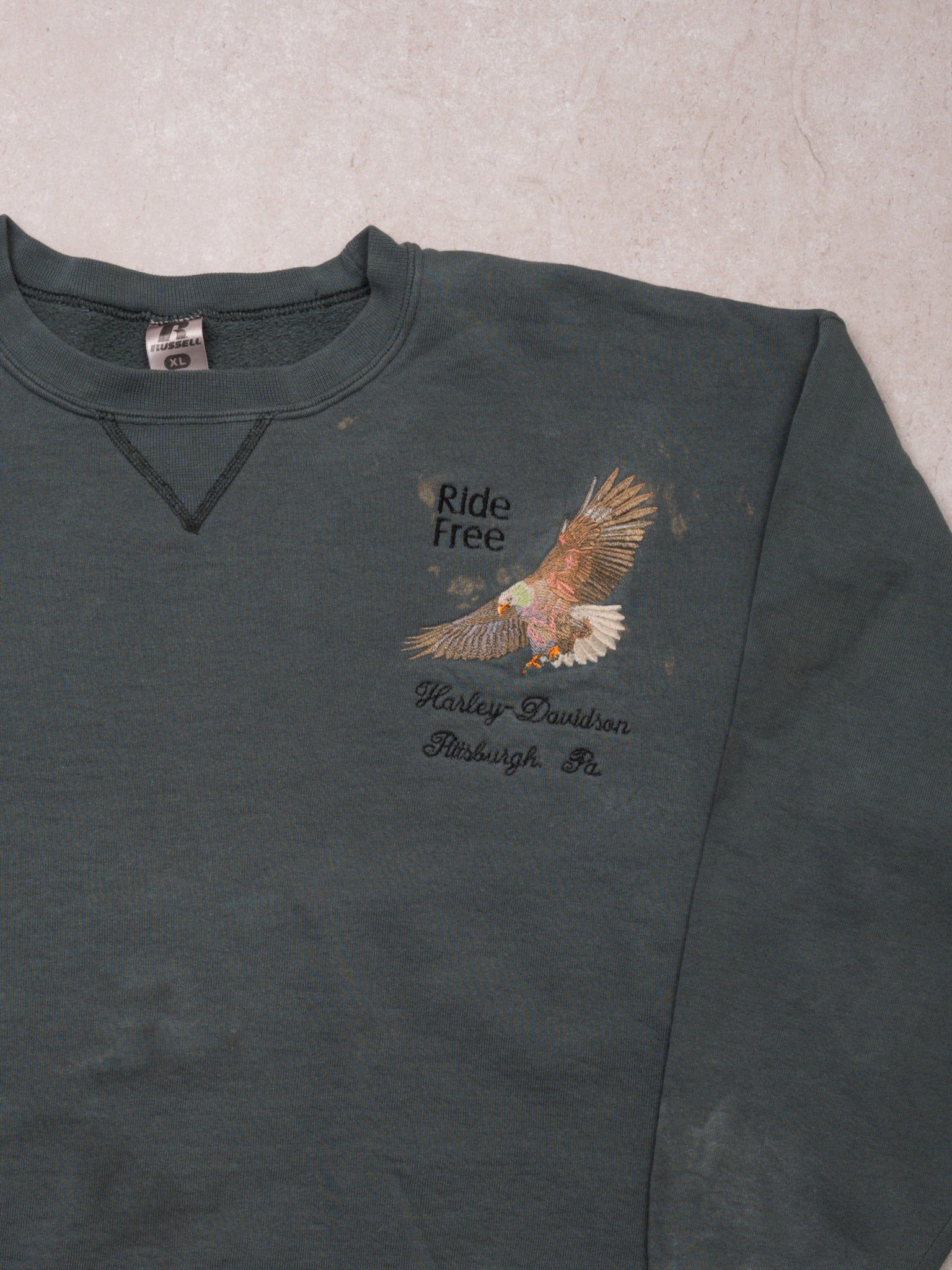 Vintage 00s Green Harley Davidson x Russell Atheletic Crewneck (XL)