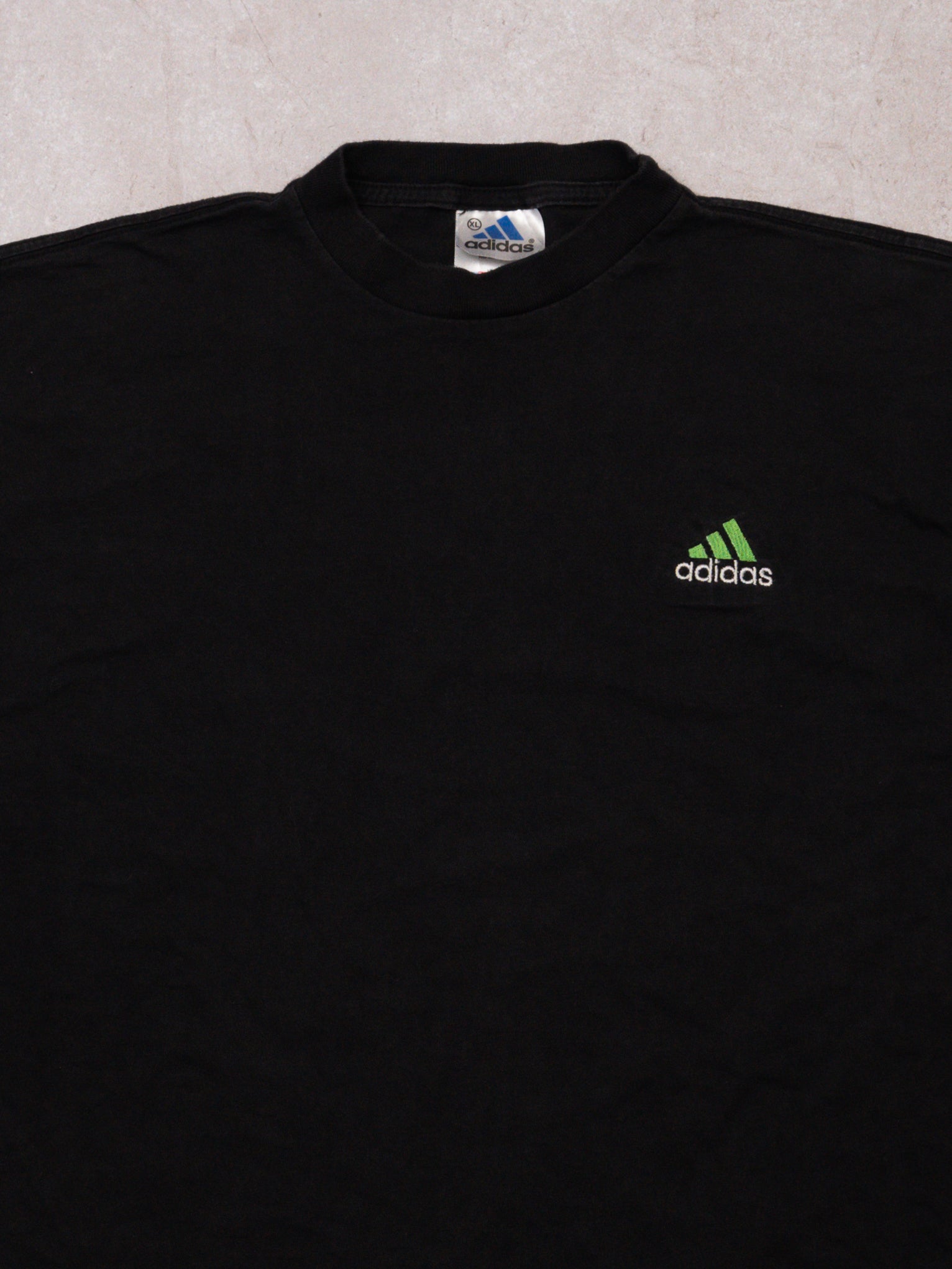 Vintage 90s Black + Green Adidas Logo Tee (L)
