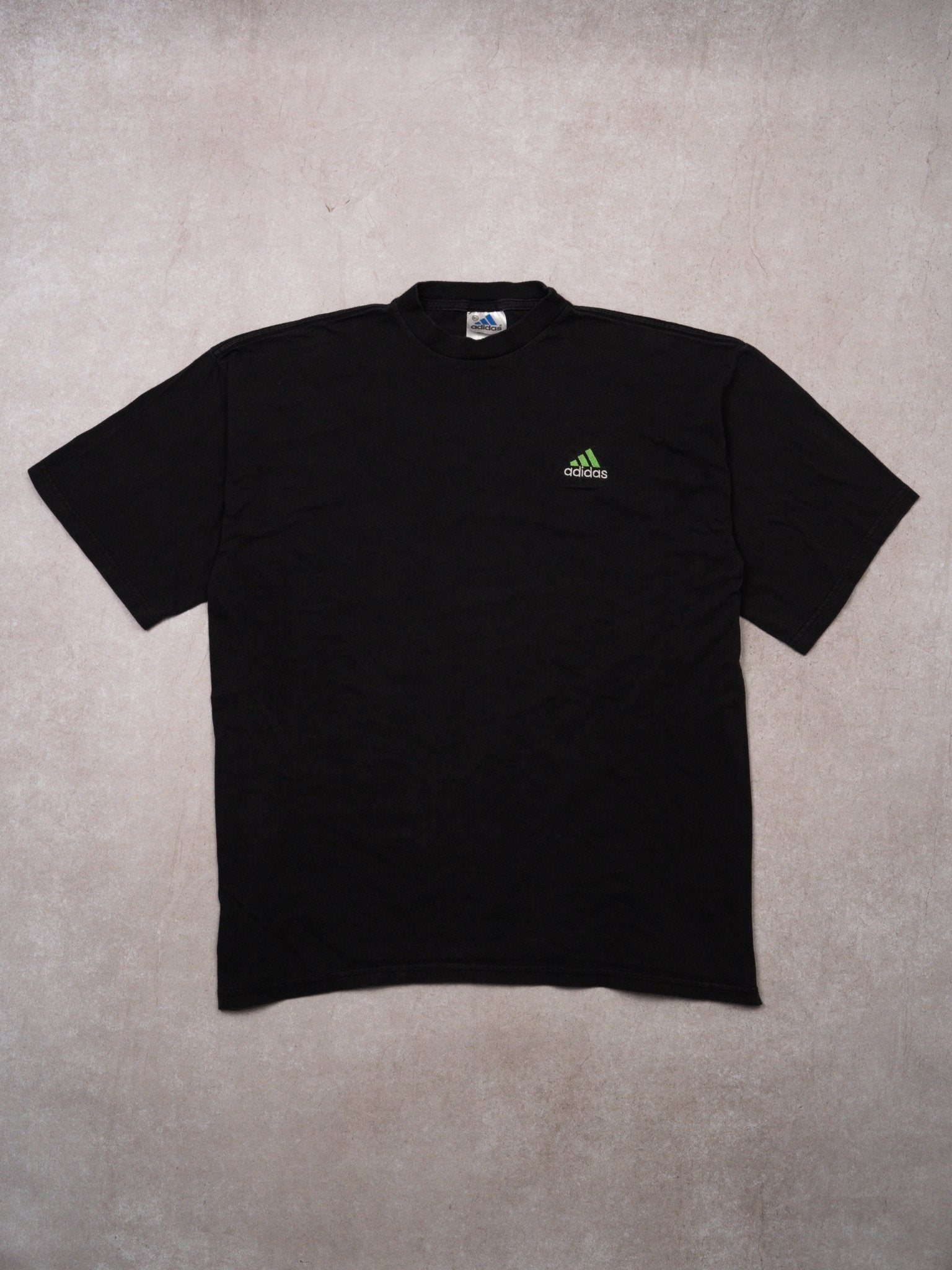 Vintage 90s Black + Green Adidas Logo Tee (L)