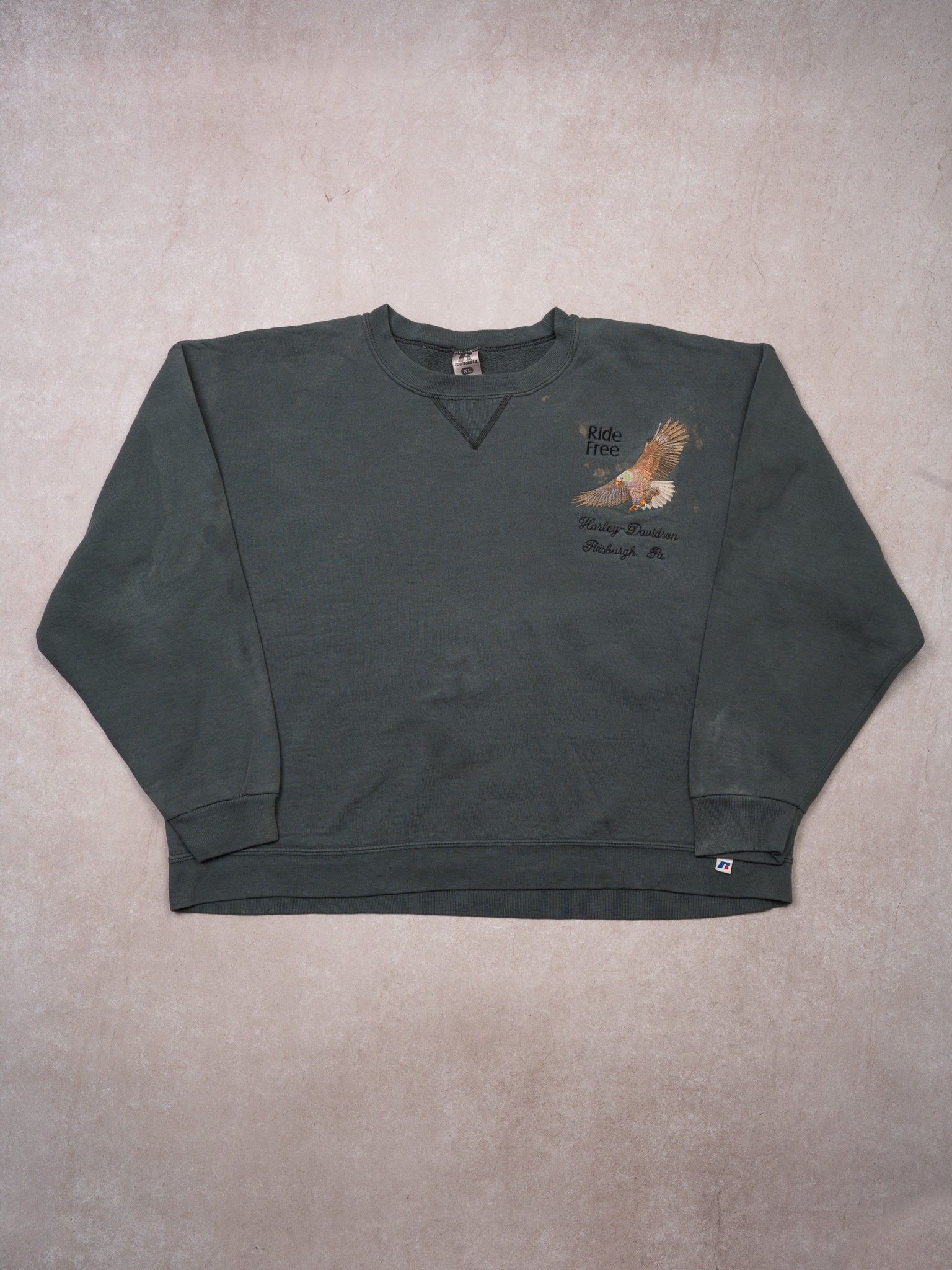 Vintage 00s Green Harley Davidson x Russell Atheletic Crewneck (XL)