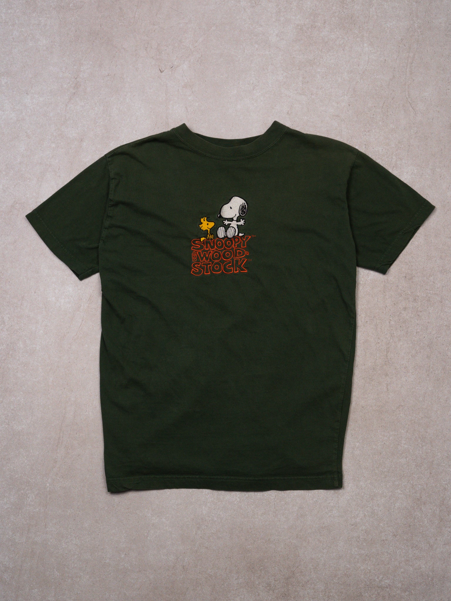 Vintage Dark Green Snoopy & Woodstock Tee (S)