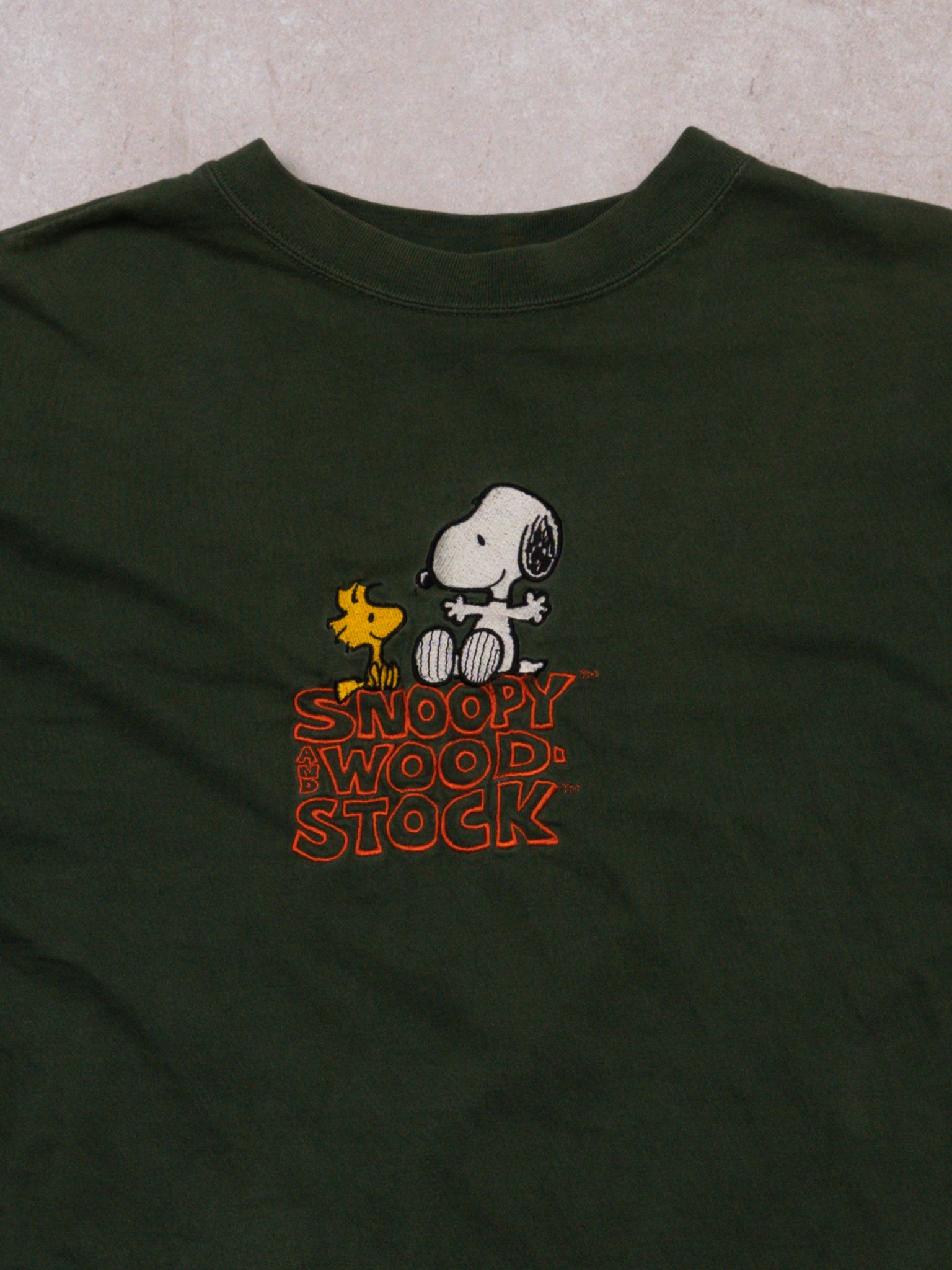 Vintage Dark Green Snoopy & Woodstock Tee (S)