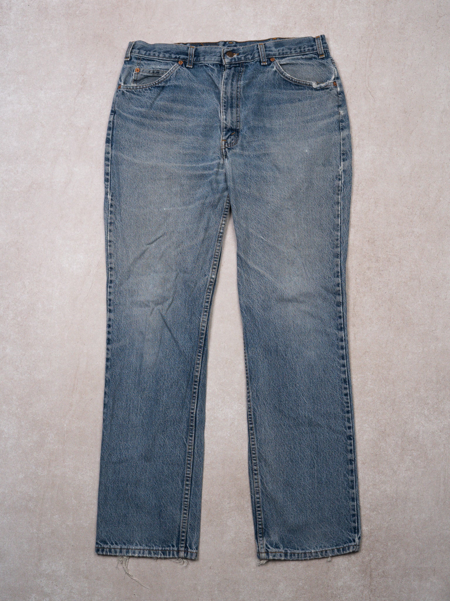 Vintage Washed Blue 1980s Levi Orange Tab Jeans (36 x 32)