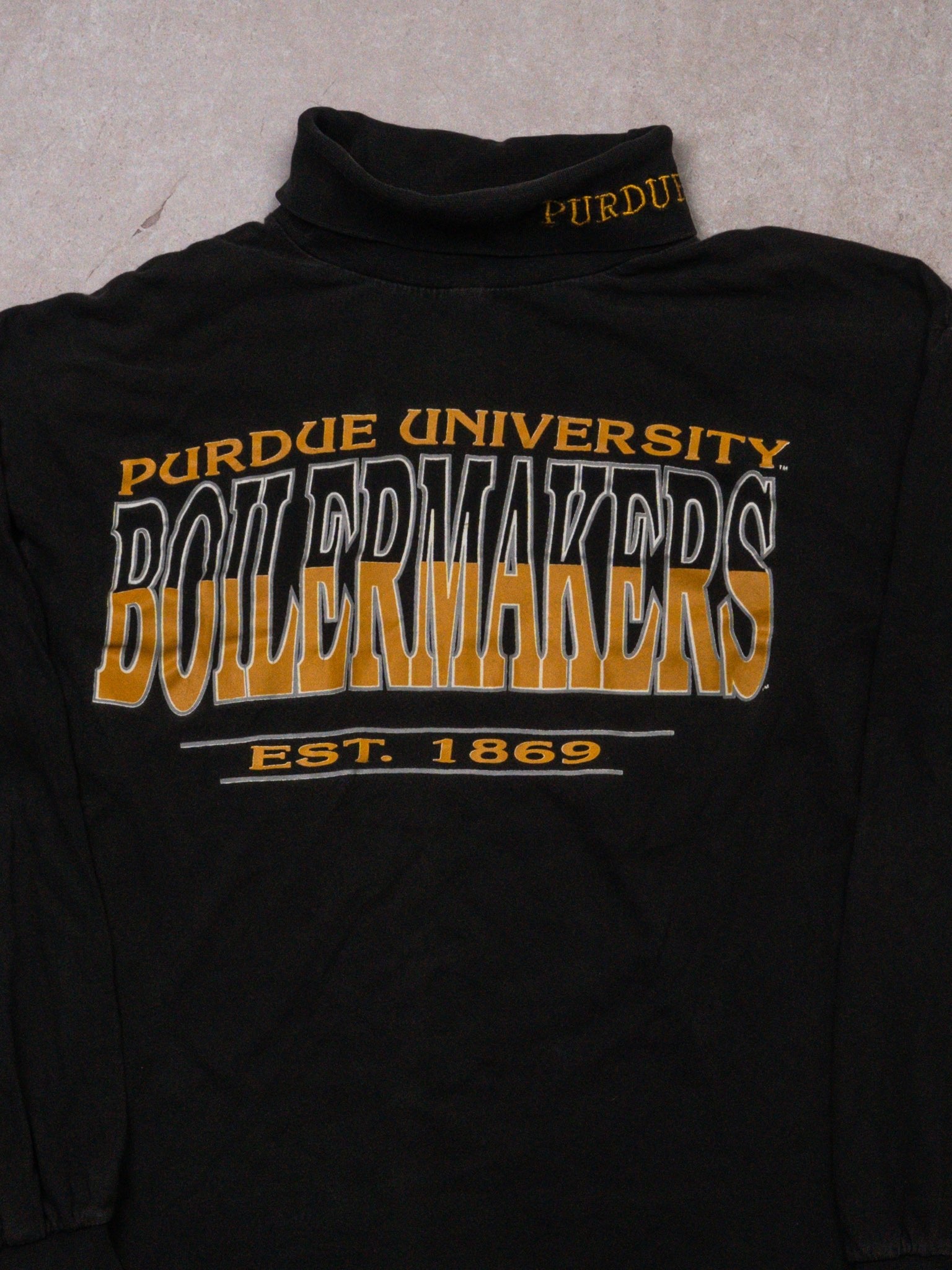 Vintage 90s Black Purdue University Mock Neck (M)
