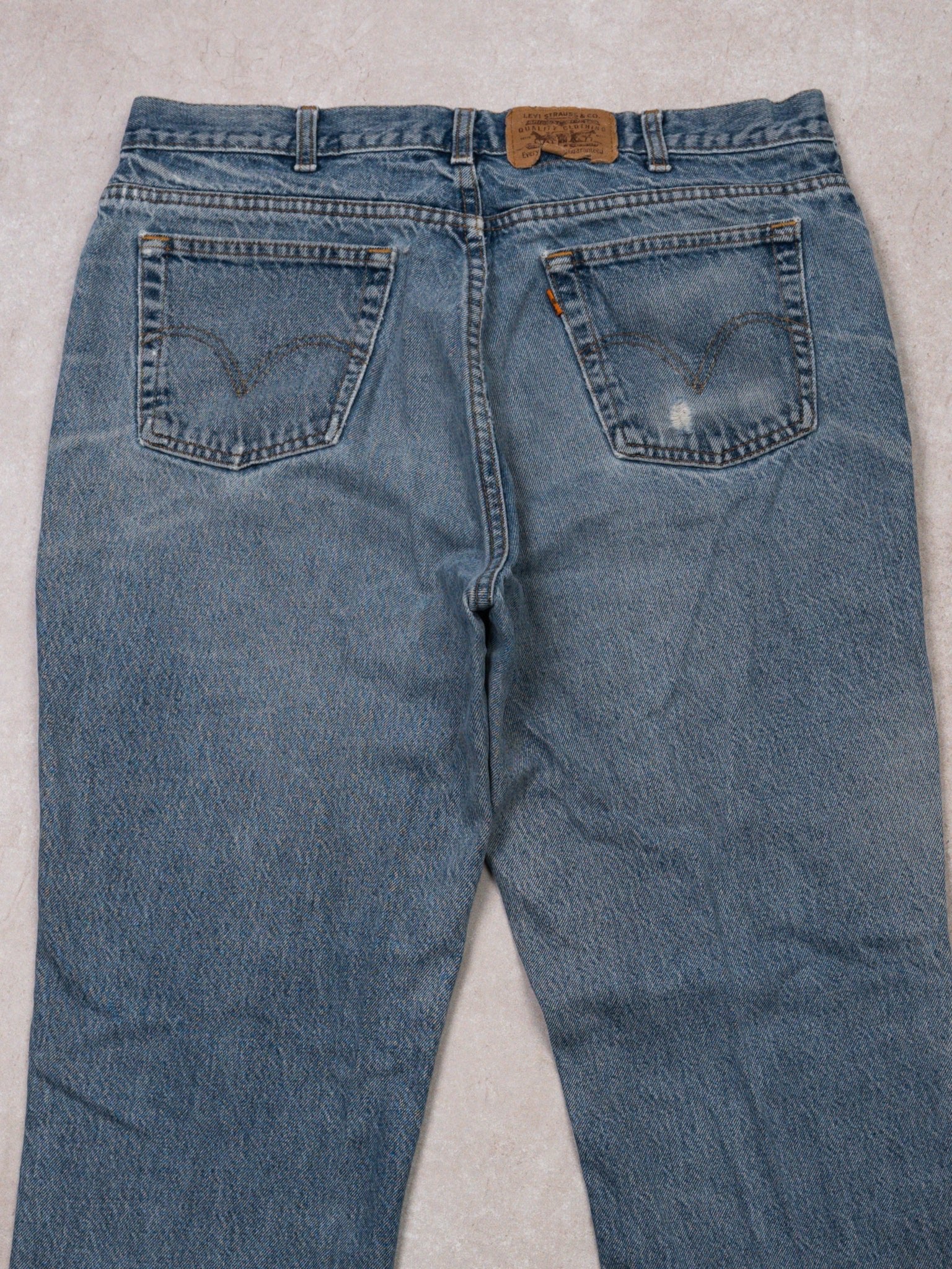 Vintage Washed Blue 1980s Levi Orange Tab Jeans (36 x 32)