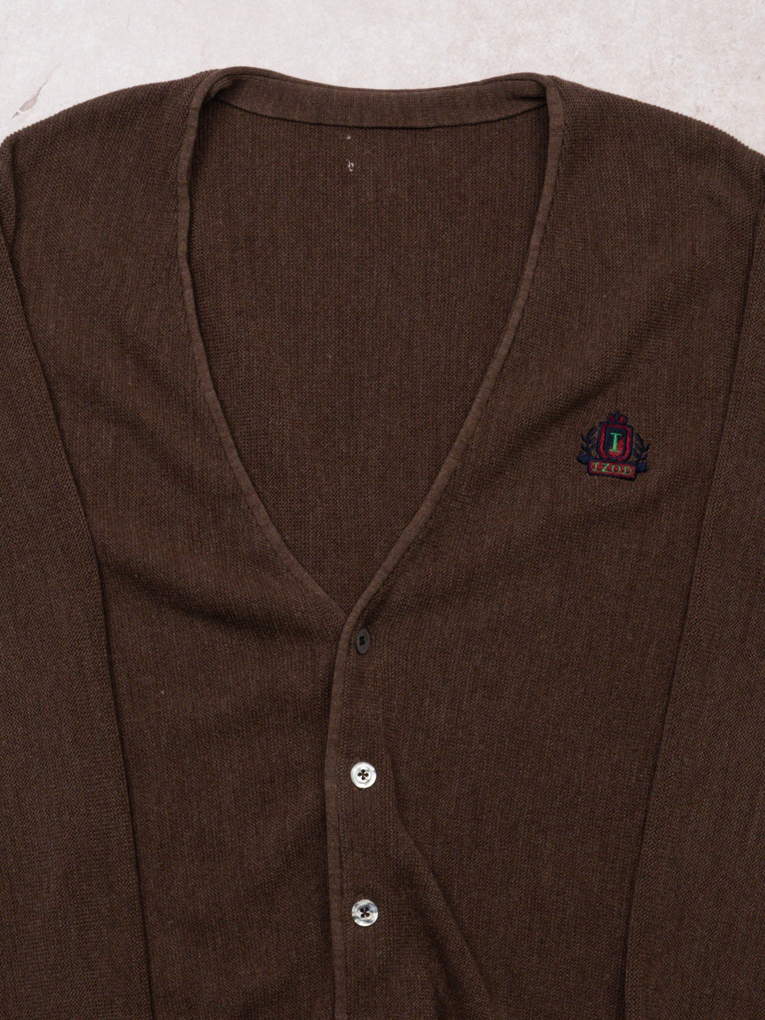 Vintage 80s Brown IZOD Knit Cardigan (M/L)