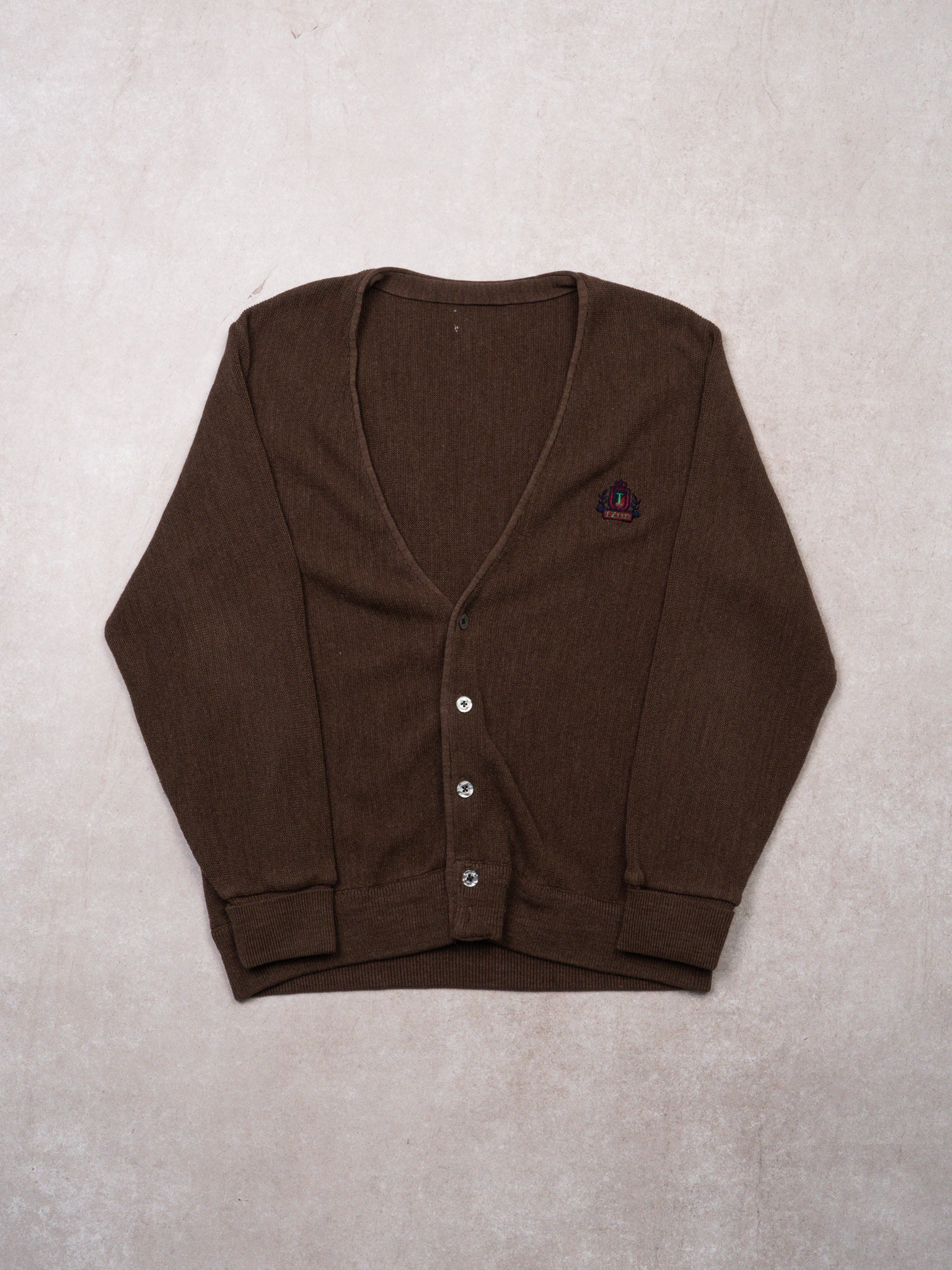 Vintage 80s Brown IZOD Knit Cardigan (M/L)