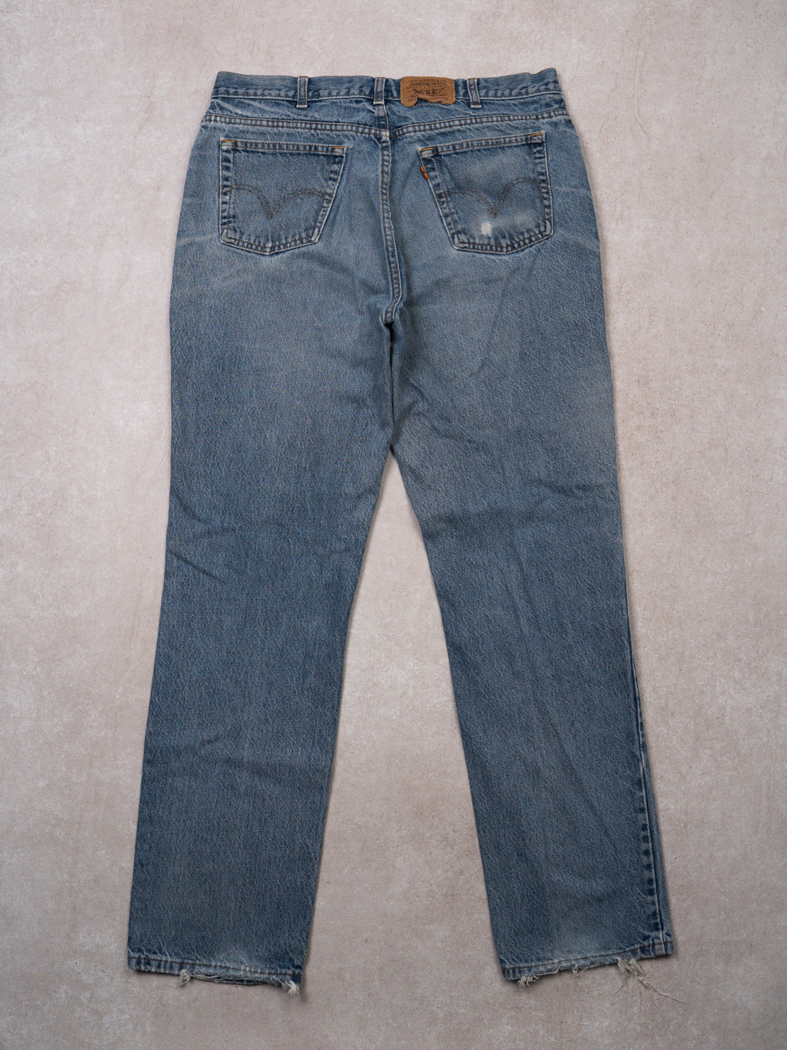 Vintage Washed Blue 1980s Levi Orange Tab Jeans (36 x 32)