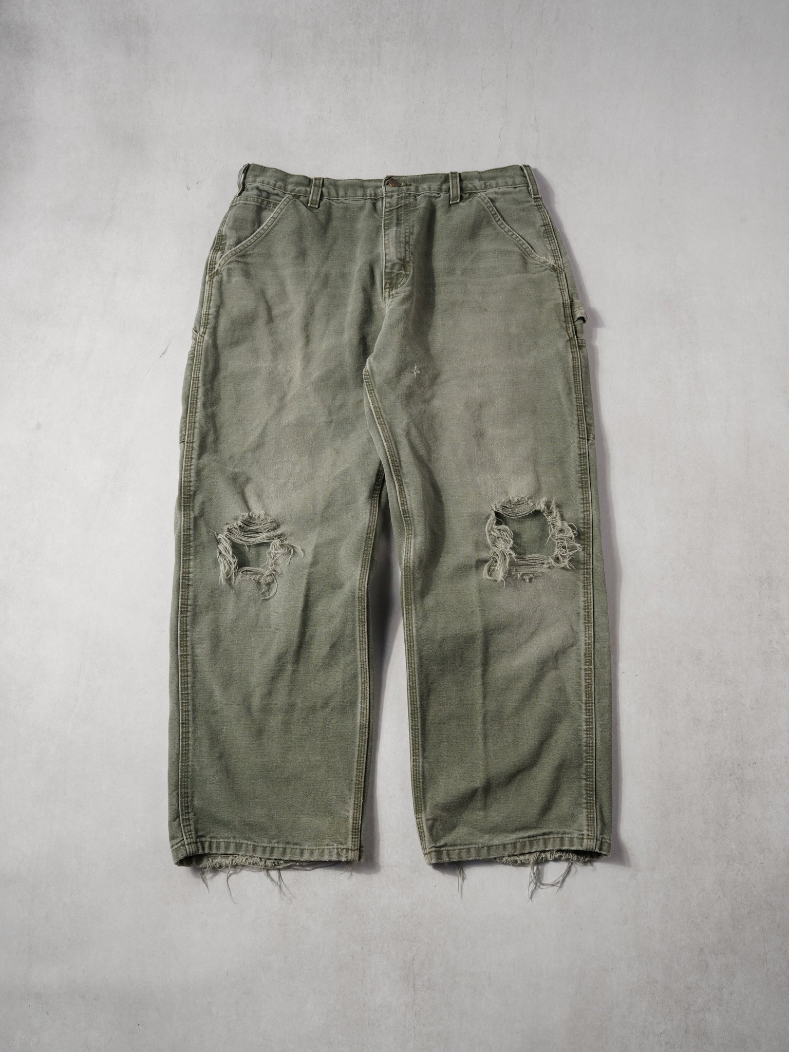 Vintage Washed Juniper Green Carhartt Dungeree Fit Carpenter Pants (34x29)