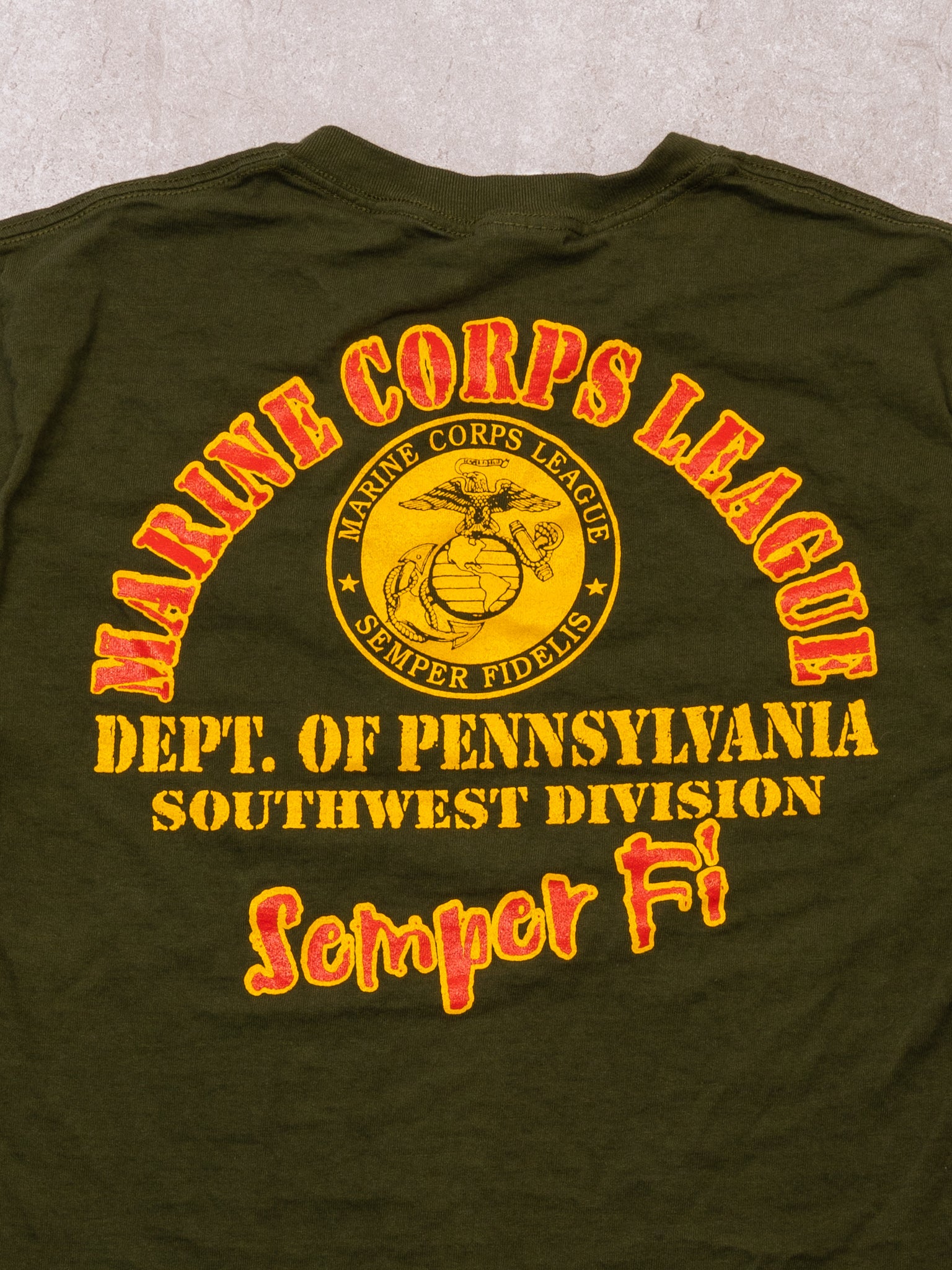 Vintage Green Marine Corps League PA Tee (S)