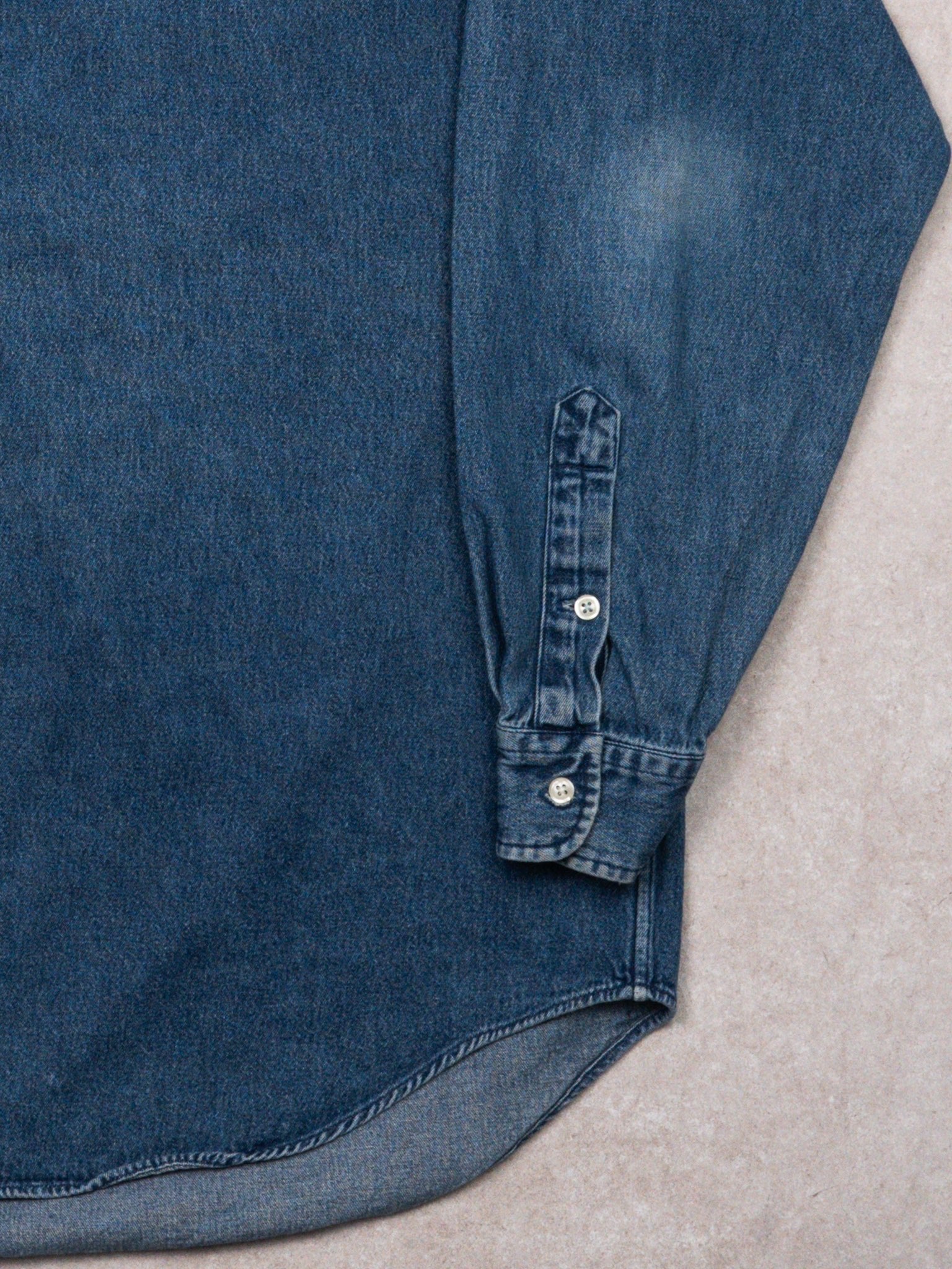 Vintage 90s Blue Polo RL Denim Button Up (XL)