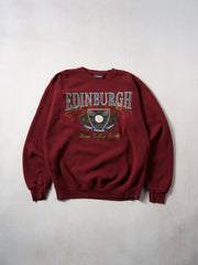 Vintage 90s Maroon Red Edinburgh Royal Golfing Society Crewneck (M)