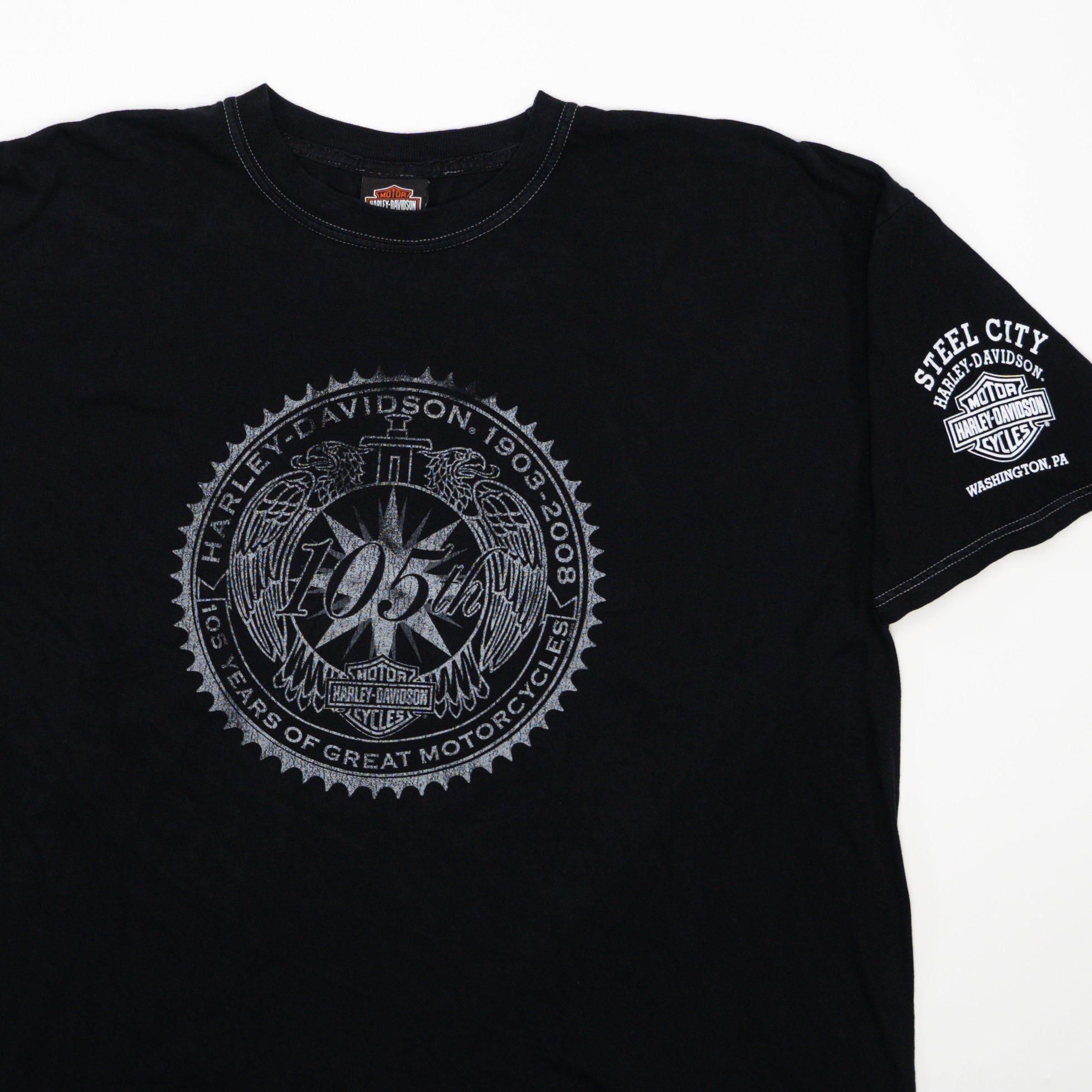 Vintage '08 Black Harley Davidson Steel City Tee (L/XL)