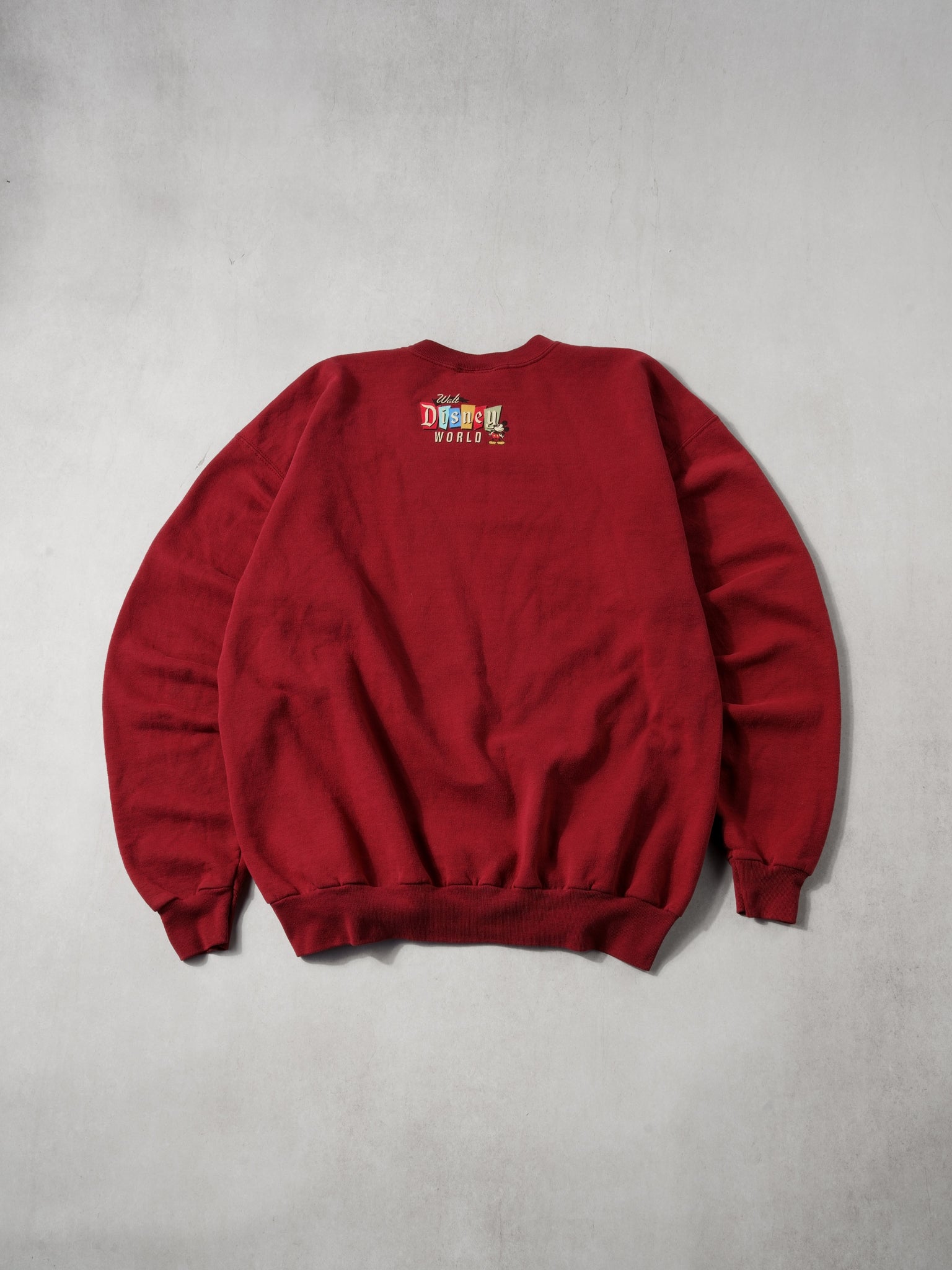 Vintage 90s Bright Maroon Walt Disney World Graphic Crewneck (L)