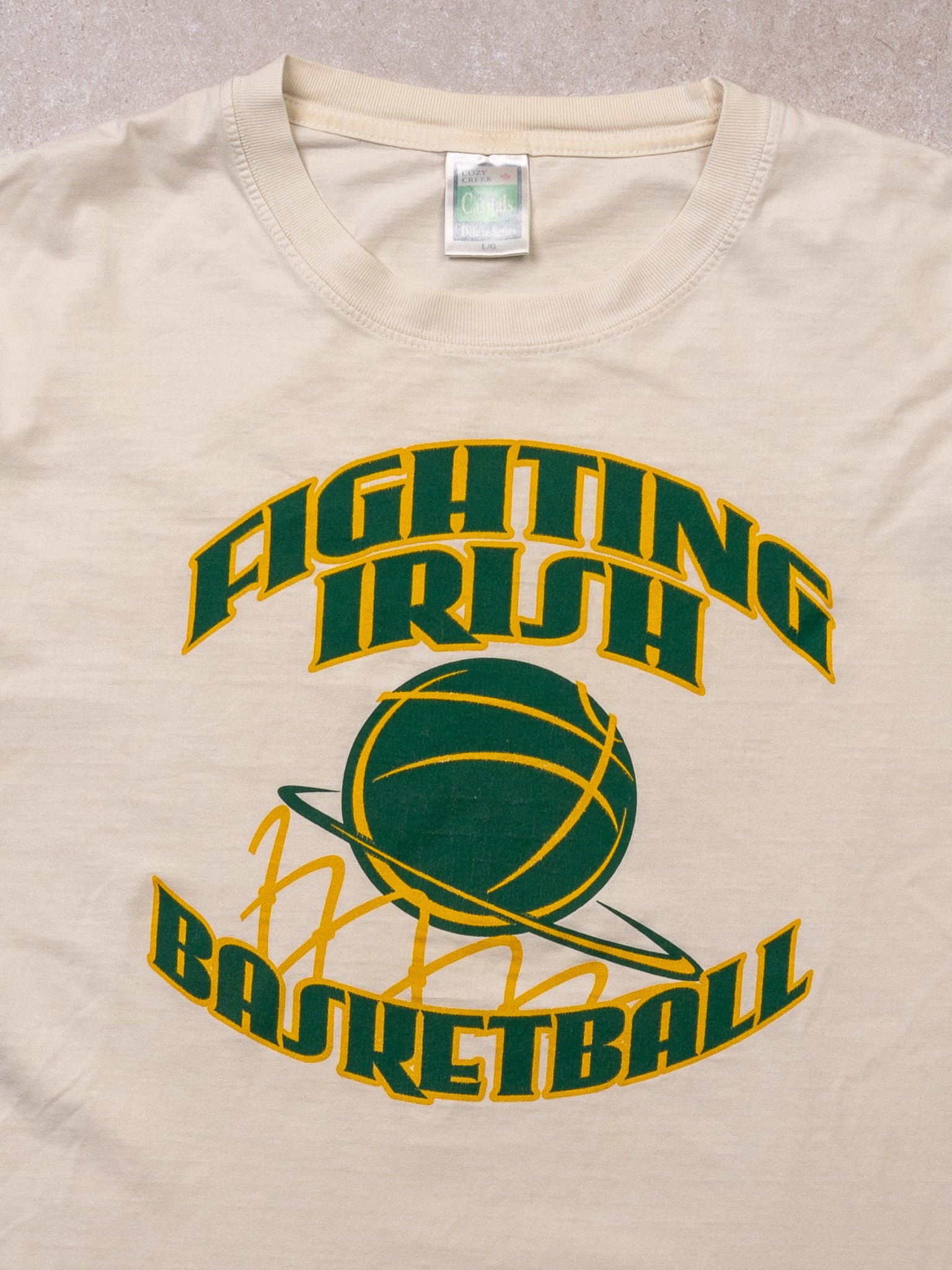 Vintage White Fighting Irish Basketball Tee (M)