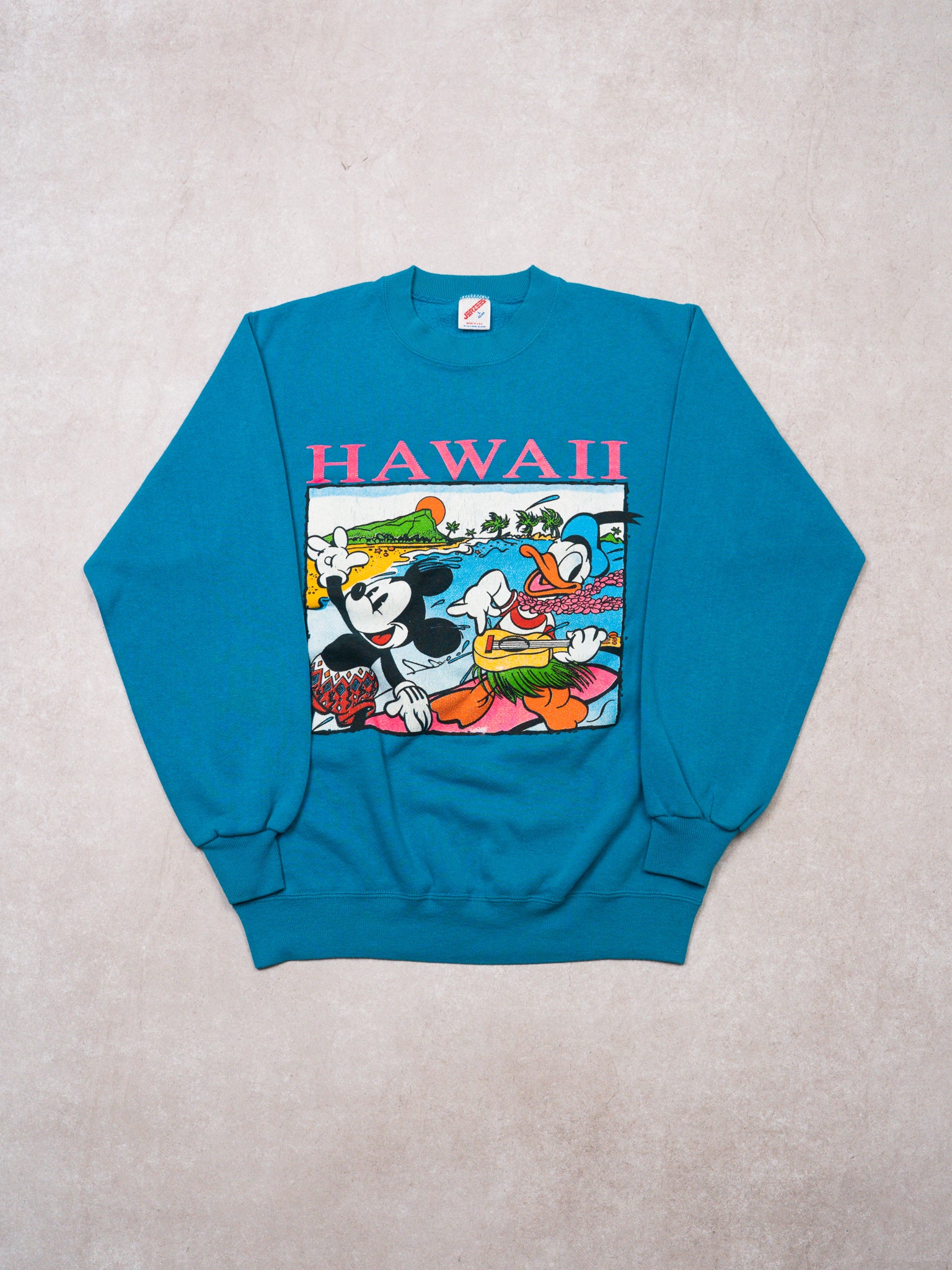 Vintage 80s Aqua Mickey Mouse Hawaii Crewneck (S/M)