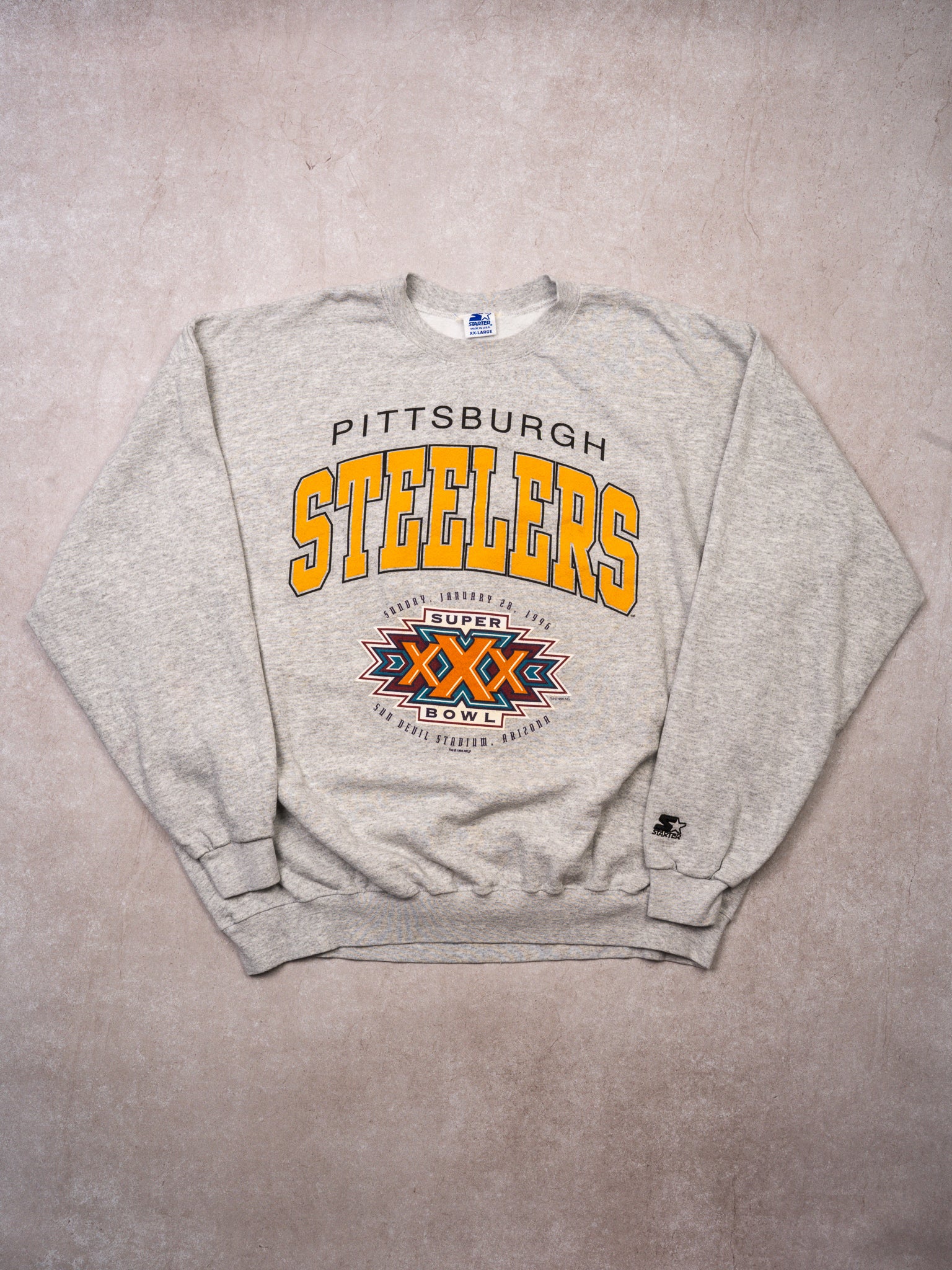 Vintage 96' Grey Starter Super Bowl Pittsburg Steelers Crenweck (XXL)