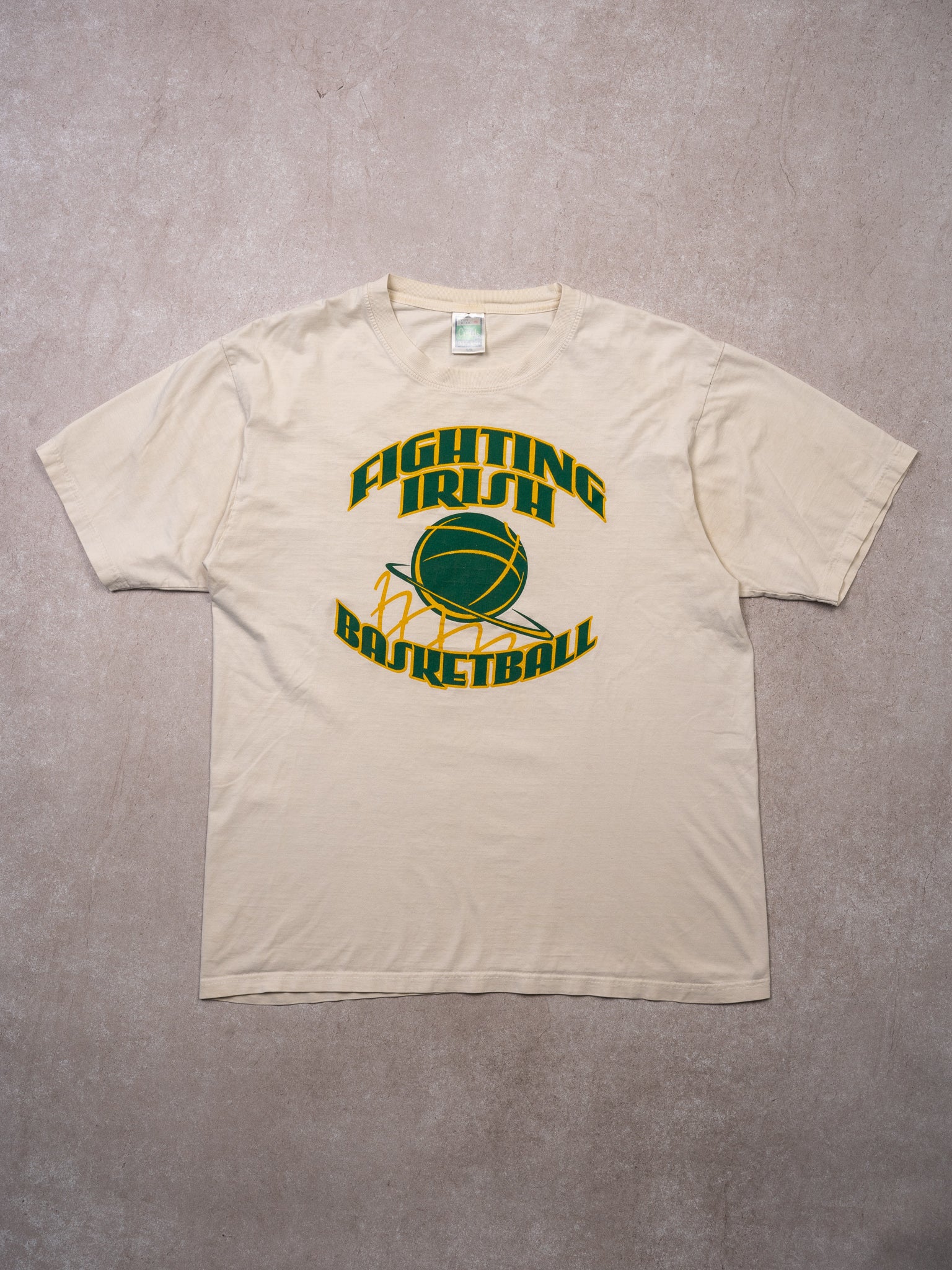 Vintage White Fighting Irish Basketball Tee (M)